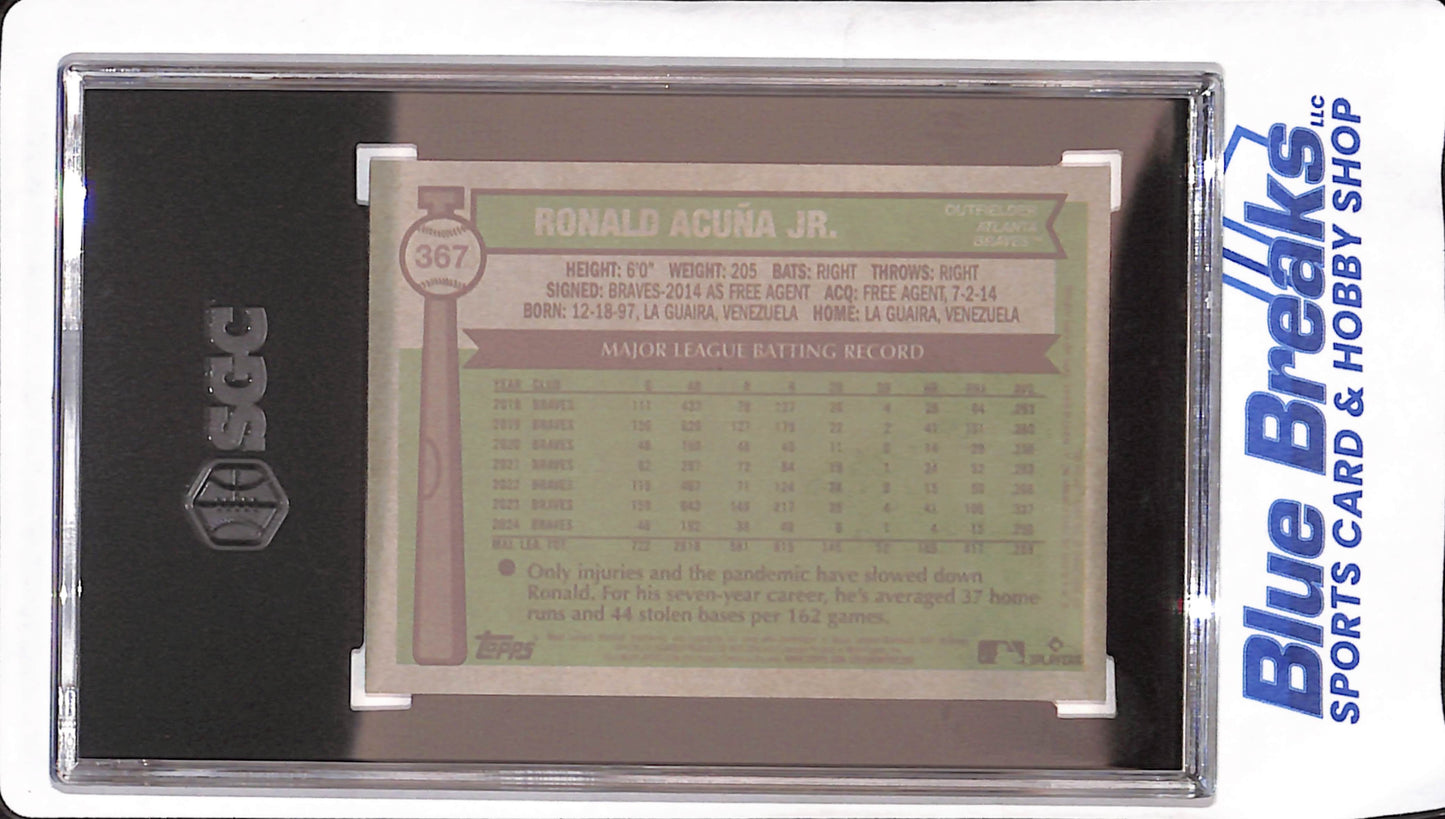 2025 Topps Heritage - Ronald Acuna Jr - Chrome Aqua Sparkle Refractor - SGC 10 - Atlanta Braves - Baseball - #367