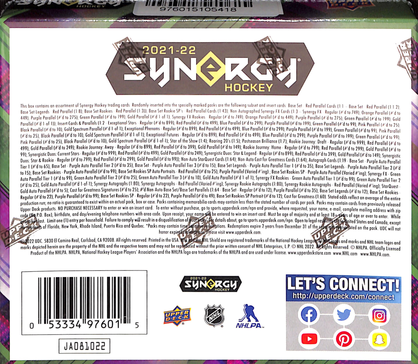 2021/22 Upper Deck Synergy Hockey Hobby Box - Sealed Wax