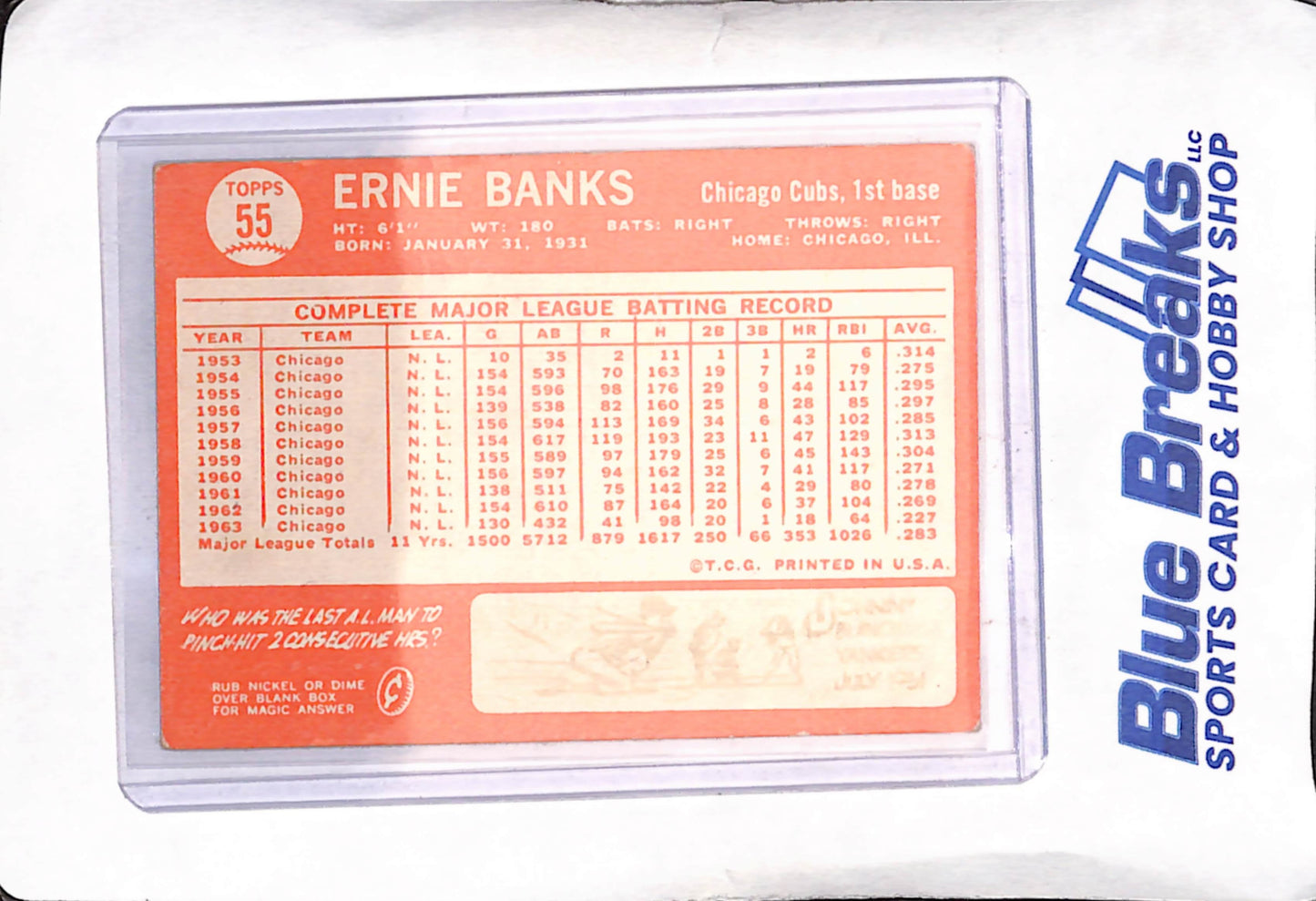 1964 Topps - Ernie Banks - Chicago Cubs - Baseball - #55