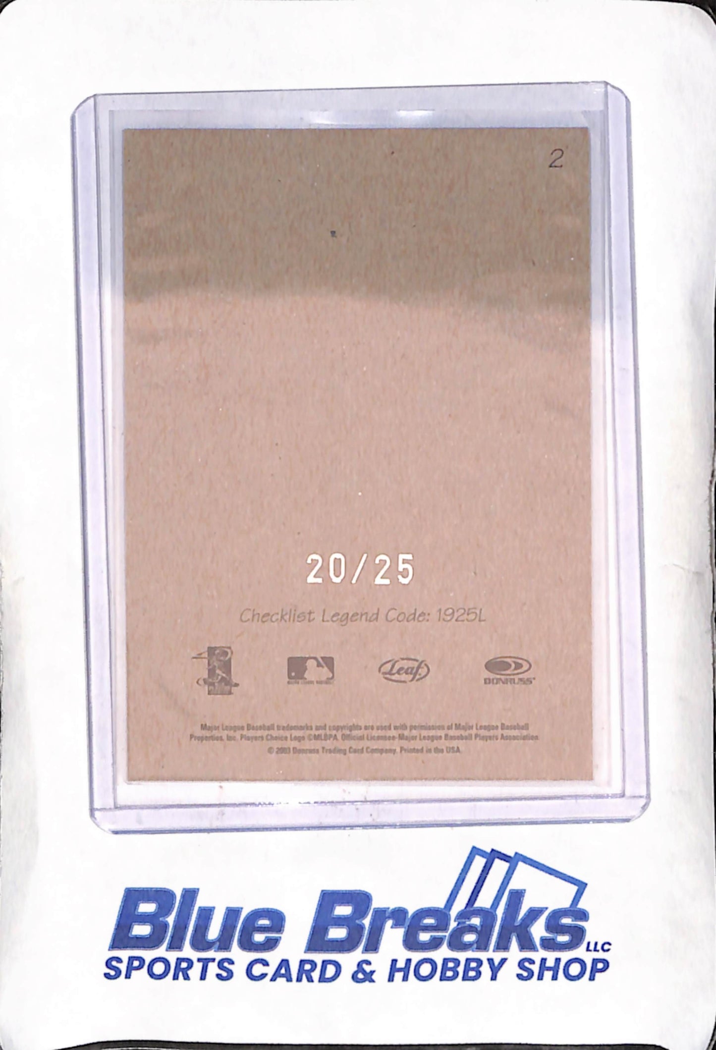 2003 Donruss - Albert Pujols - Legend Code Checklist - 20/25 - St Louis Cardinals - Baseball - #2