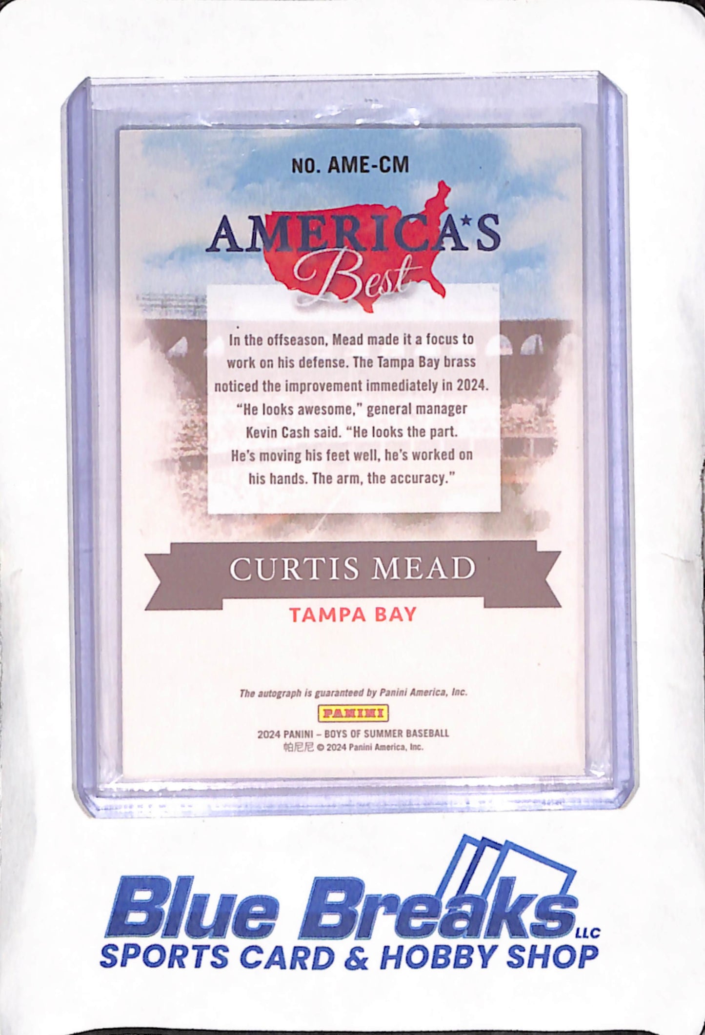 2024 Panini Boys of Summer - Curtis Mead - America's Best Autograph - RC - 94/149 - Tampa Bay Rays - Baseball - #AME-CM