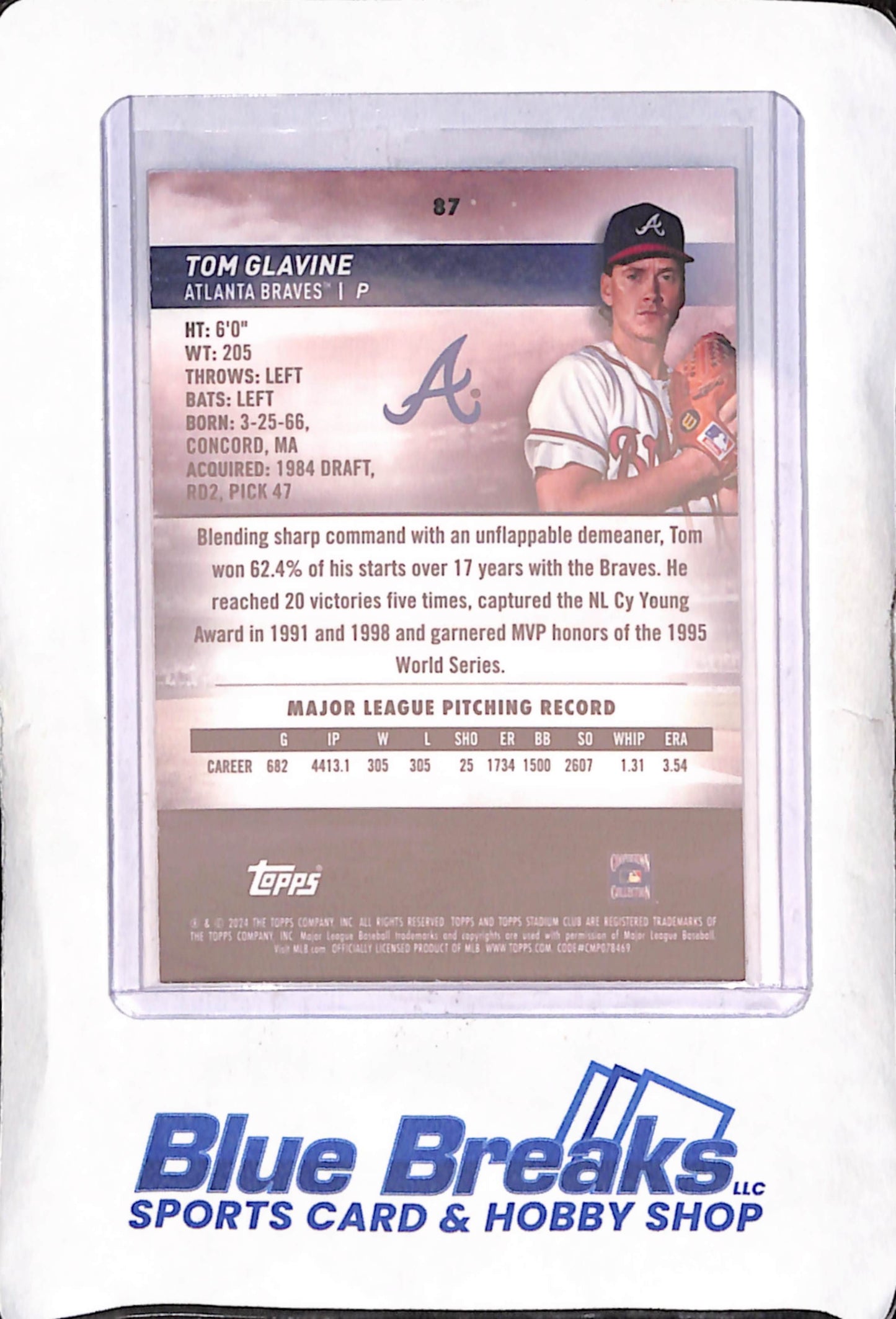 2021 Topps Stadium Club - Tom Glavine - Orange Chrome - 13/99 - Atlanta Braves - Baseball - #87