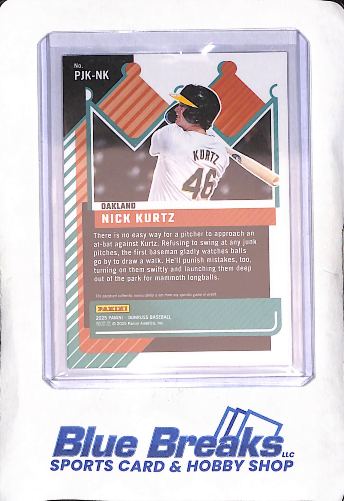 2025 Panini Donruss - Nick Kurtz - Orange Ice Relic - Oakland Athletics - Baseball - #PJK-NK