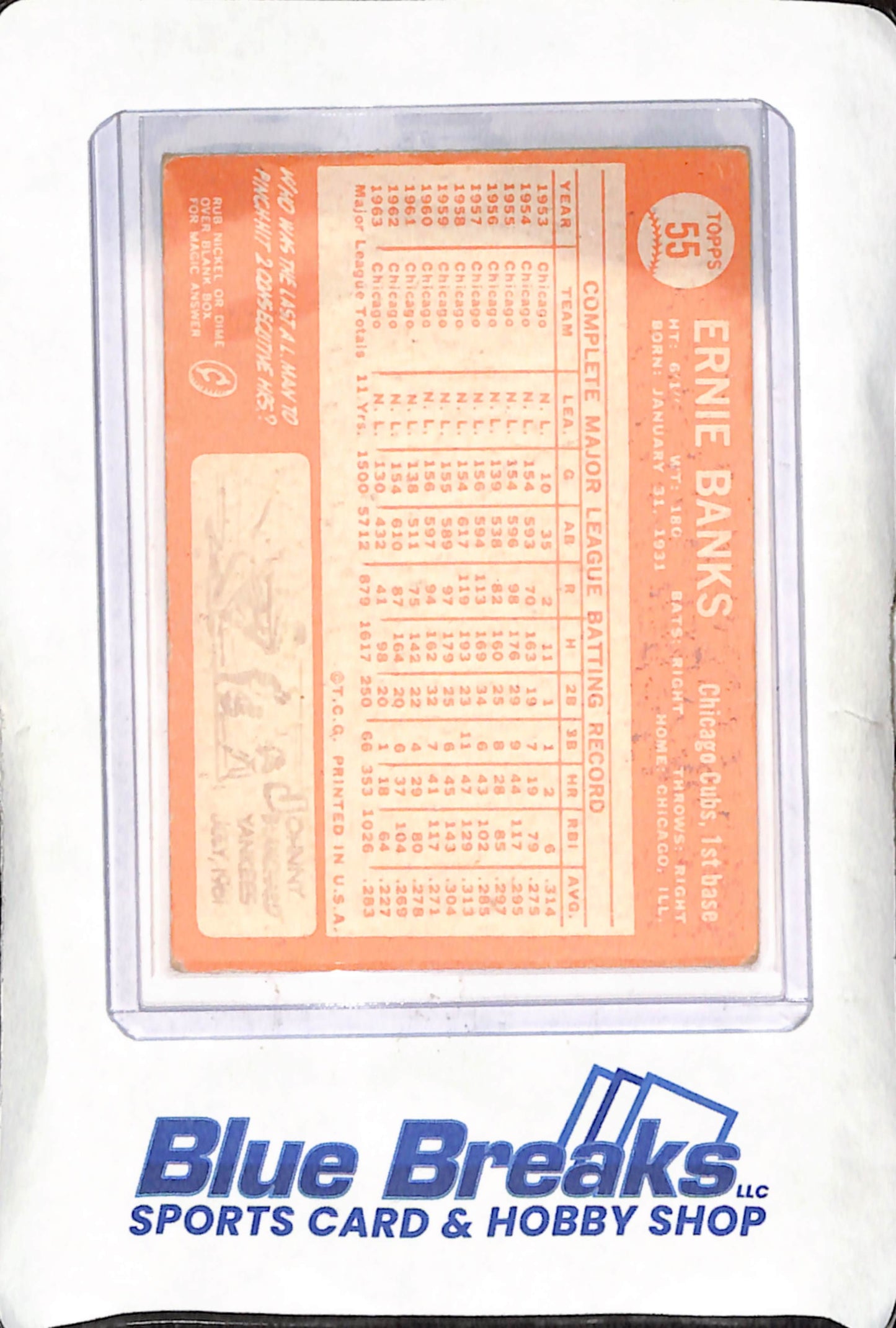 1964 Topps - Ernie Banks - Chicago Cubs - Baseball - #55