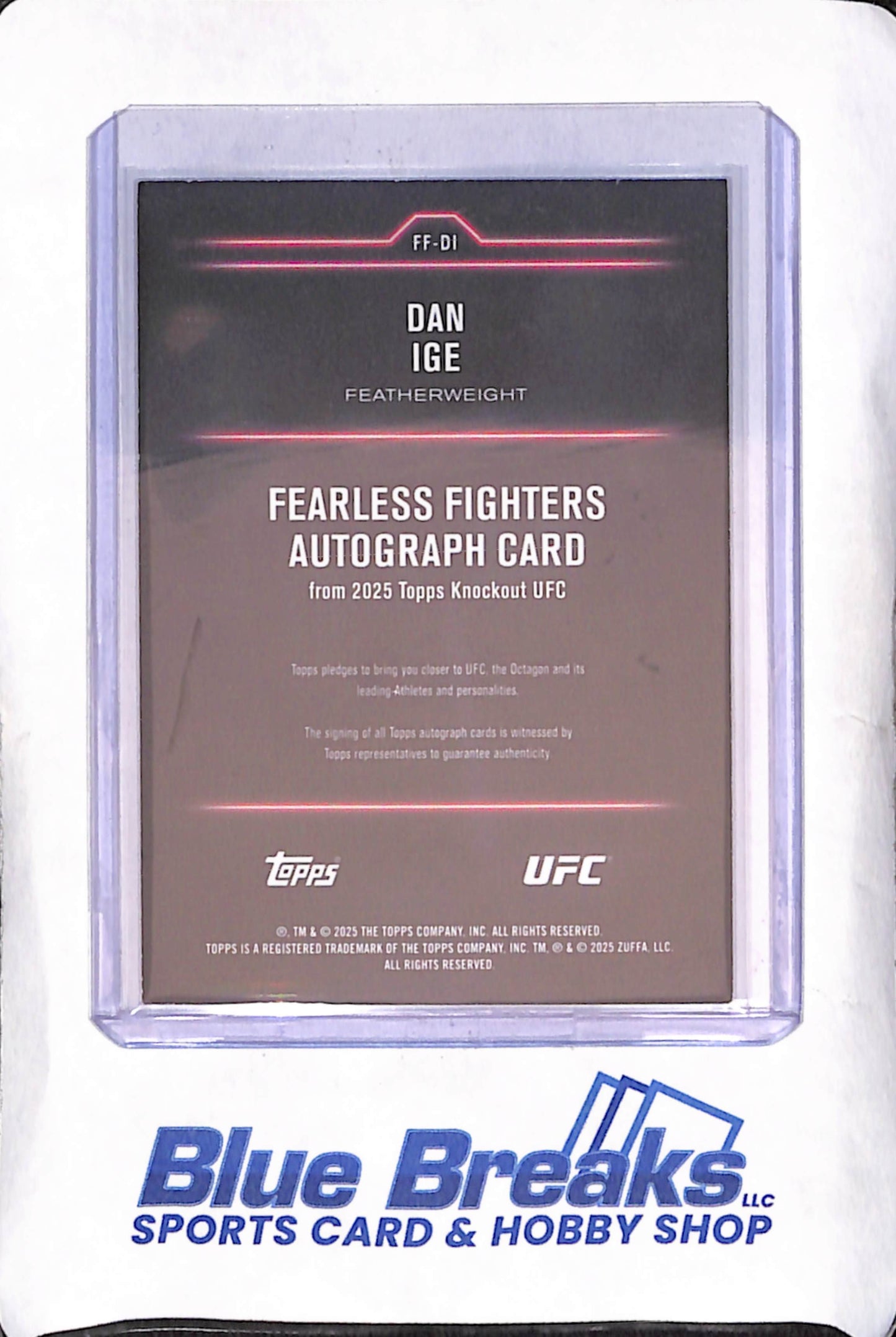 2025 Topps UFC Knockout - Dan Ige - Fearless Fighters Autograph - 100/200 - UFC - #FF-D1
