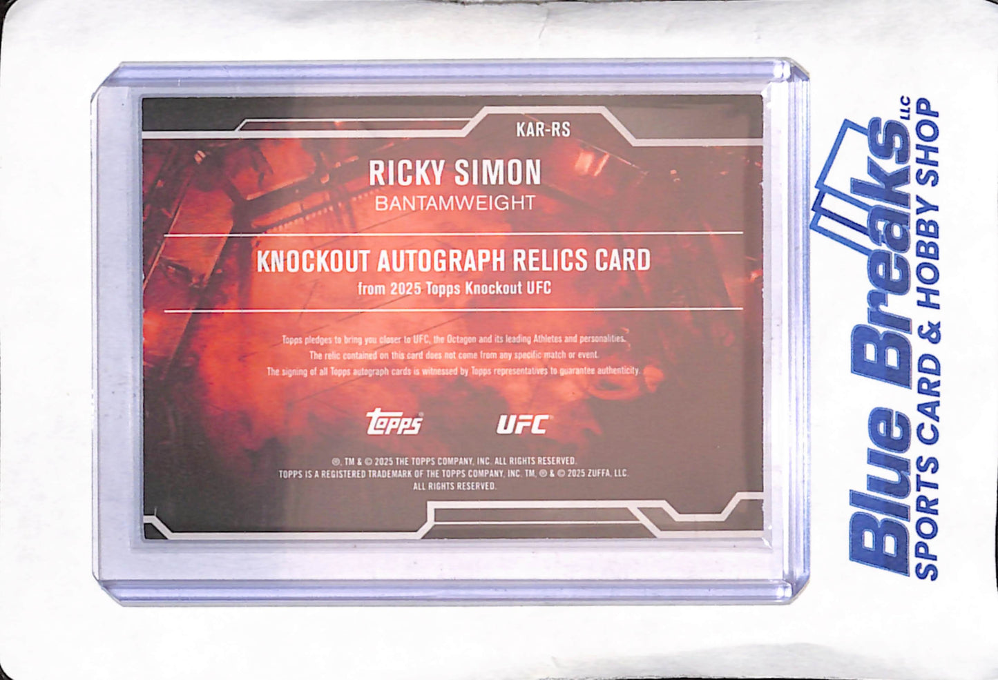 2025 Topps UFC Knockout - Ricky Simon - Autograph Relic - 147/199 - Bantamweight - UFC - #KAR-RS