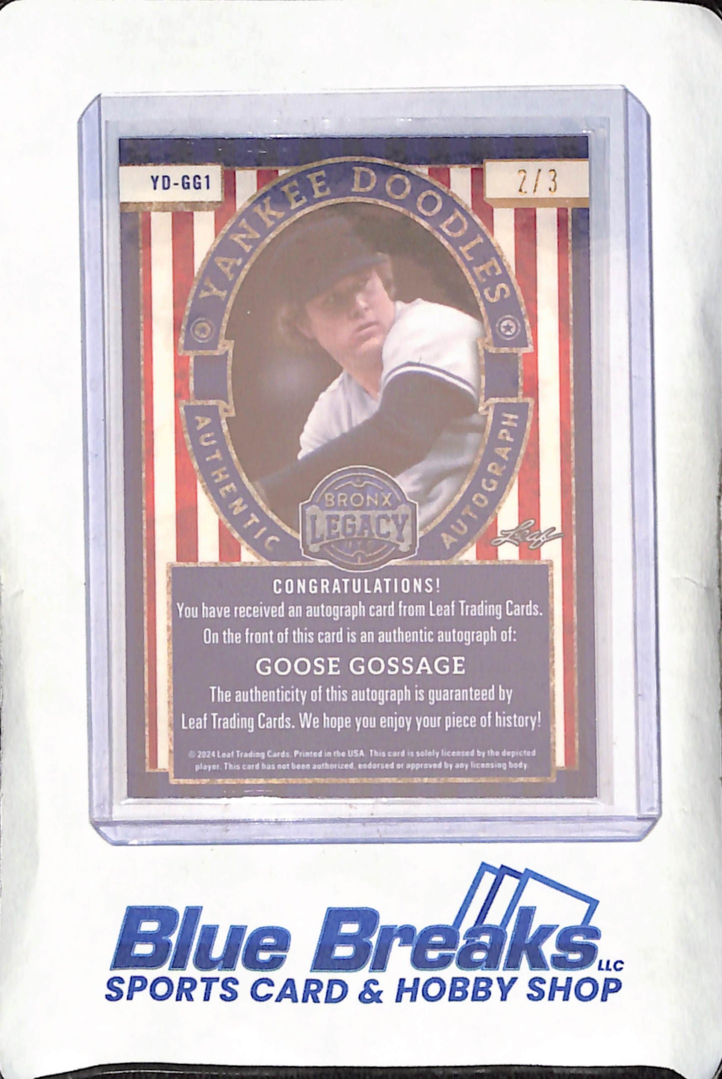 2024 Leaf Bronx Legacy - Goose Gossage - Yankee Doodles - Blue - 2/3 - New York Yankees - #YD-GG1