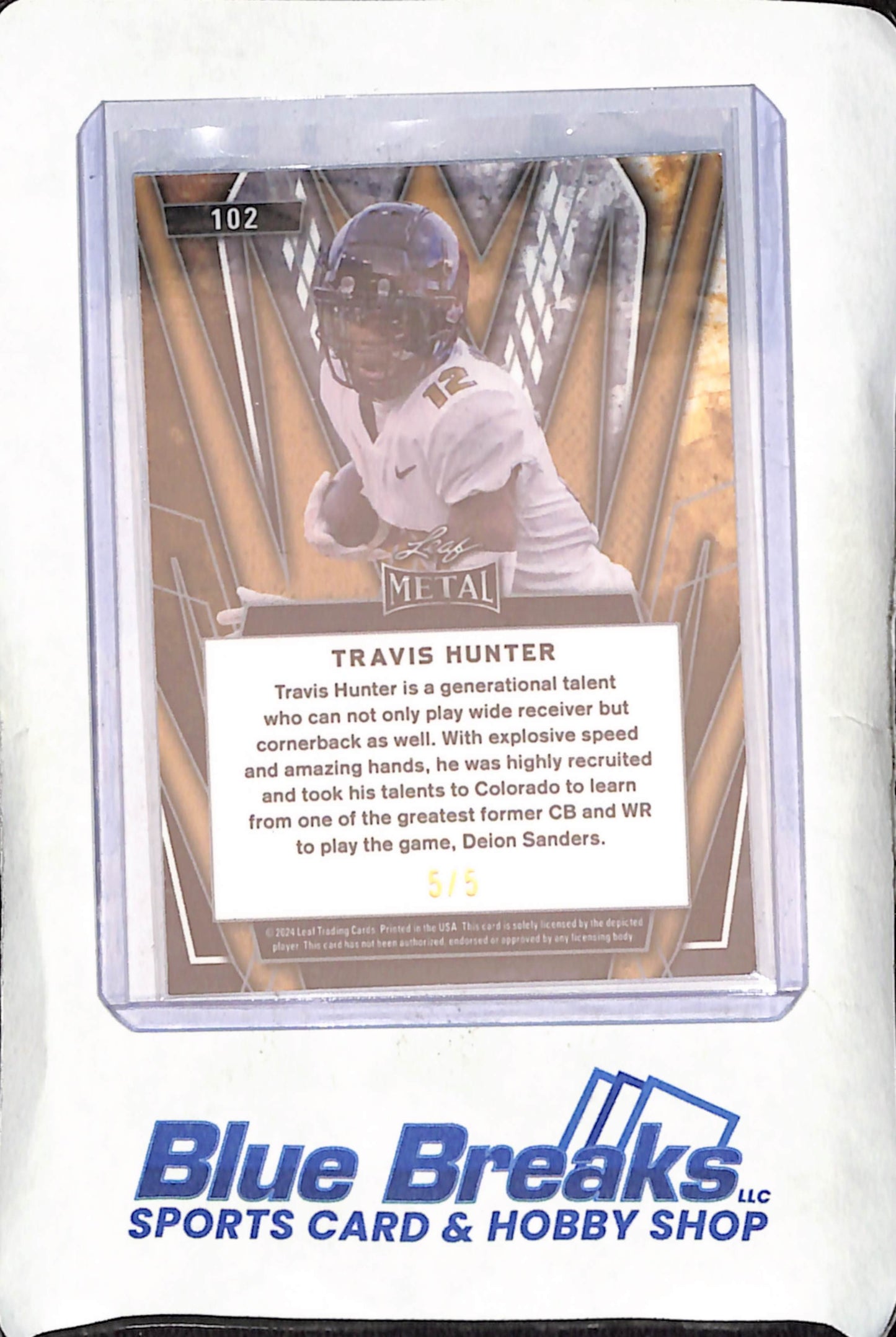 2024 Leaf Metal - Travis Hunter - Blue - 5/5 - Jacksonville Jaguars - Football - #102