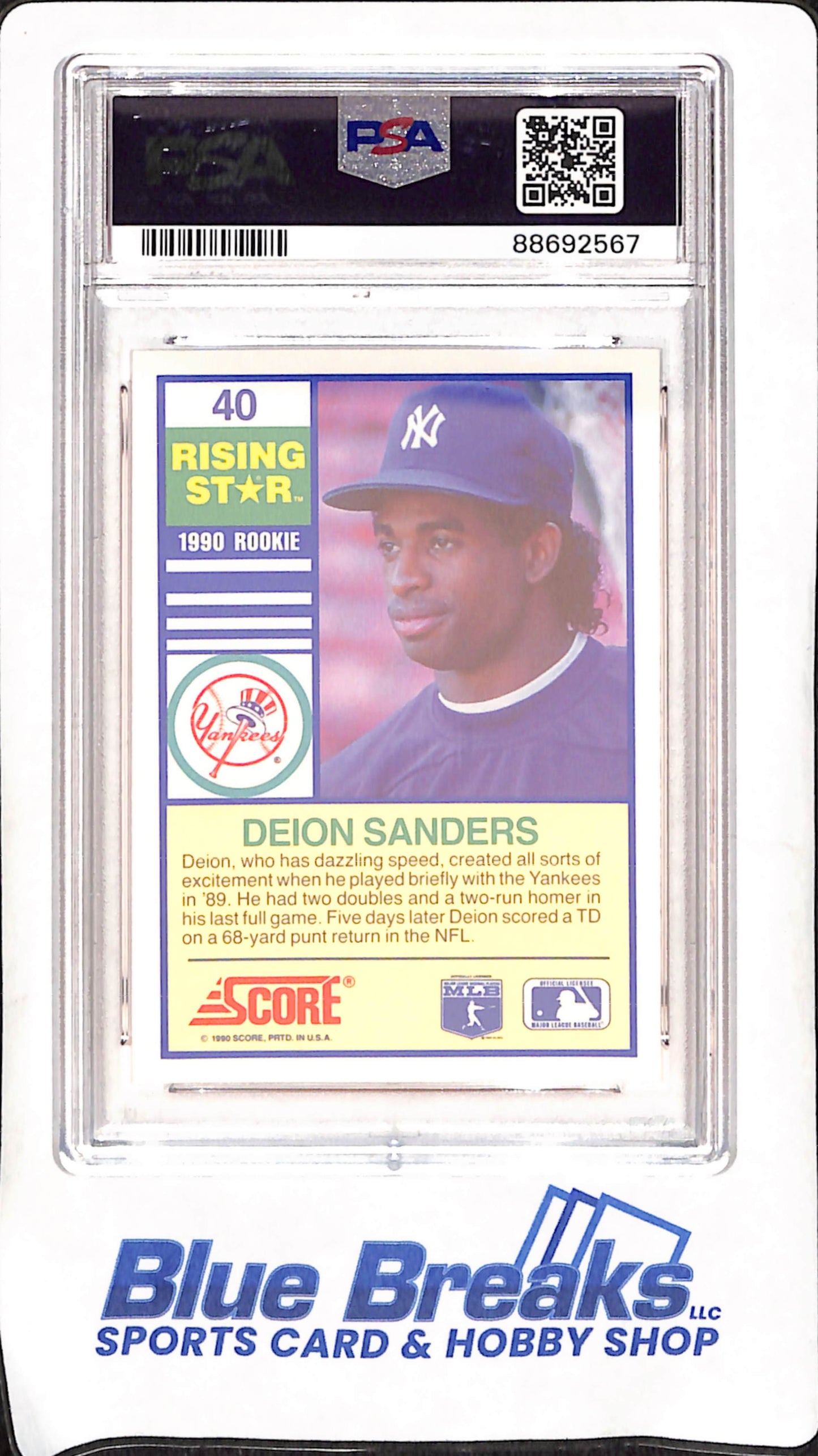 1990 Score - Deion Sanders - Rising Stars - PSA 10 - New York Yankees - Baseball - #40