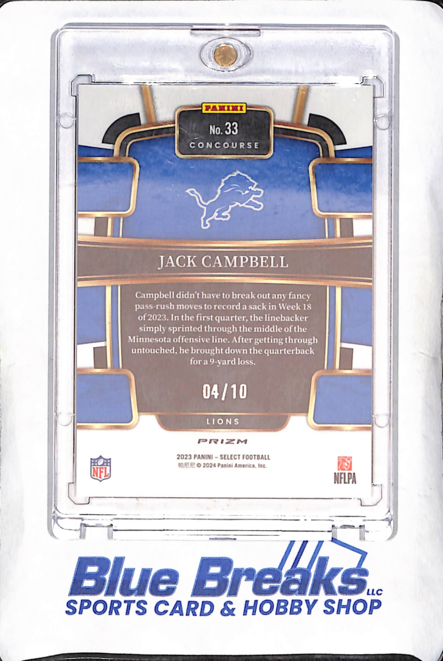 2023 Panini Select - Jack Campbell - Dragon scale - RC - 4/10 - Detroit Lions - Football - #33