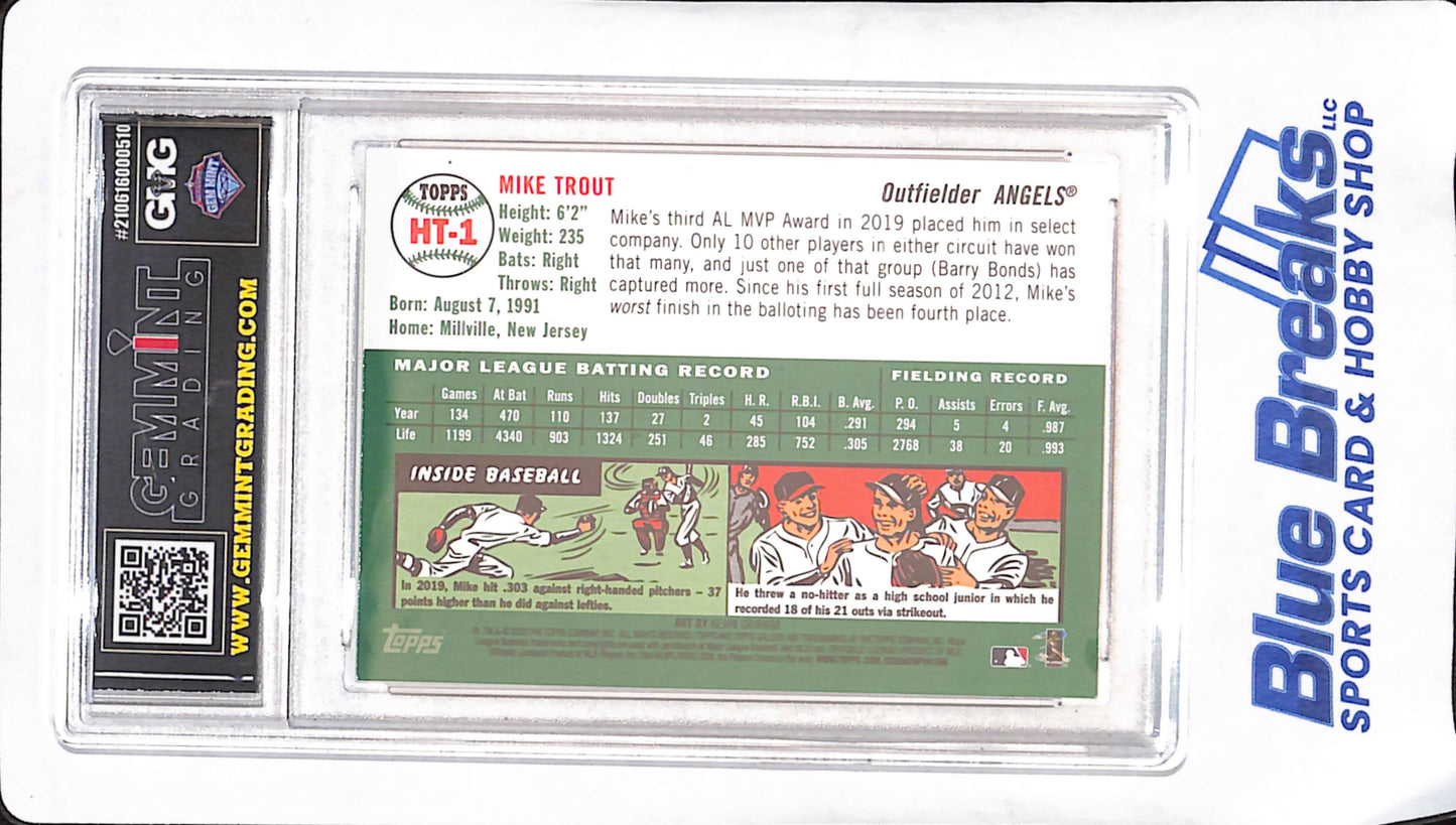 2020 Topps Gallery Heritage - Mike Trout - Gem Mint Grading 9 - Los Angeles Angels - Baseball - #HT-1