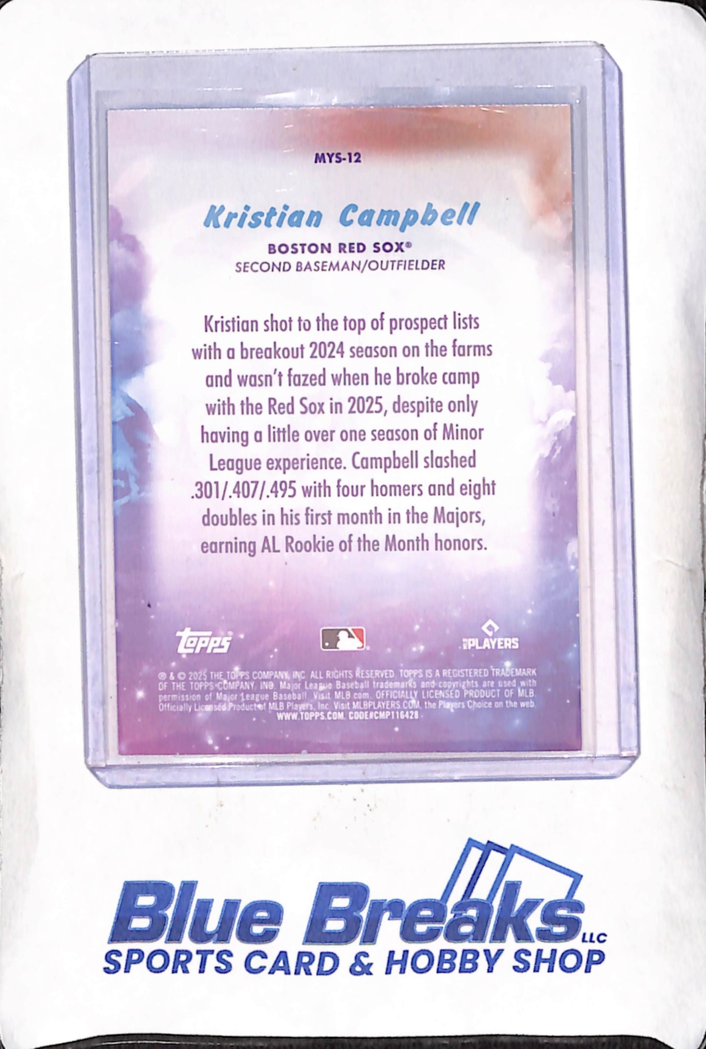2025 Topps Update - Kristian Campbell - Mystical Pink - RC - Boston Red Sox - Baseball - #MYS-12
