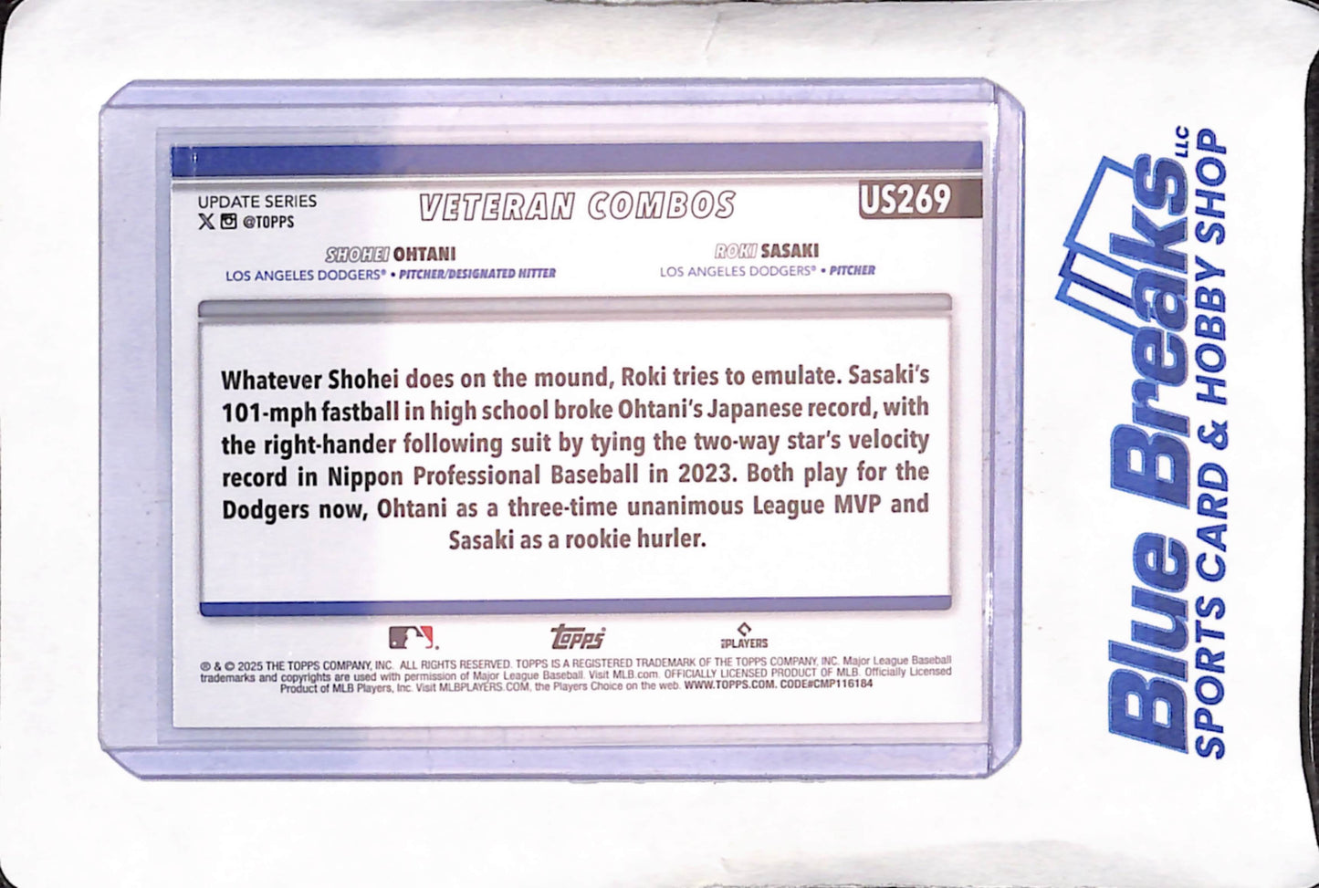2025 Topps Update - Shohei Ohtani - Roki Sasaki - Rising Sons - Rainbow Foil - Los Angeles Dodgers - Baseball - #US269