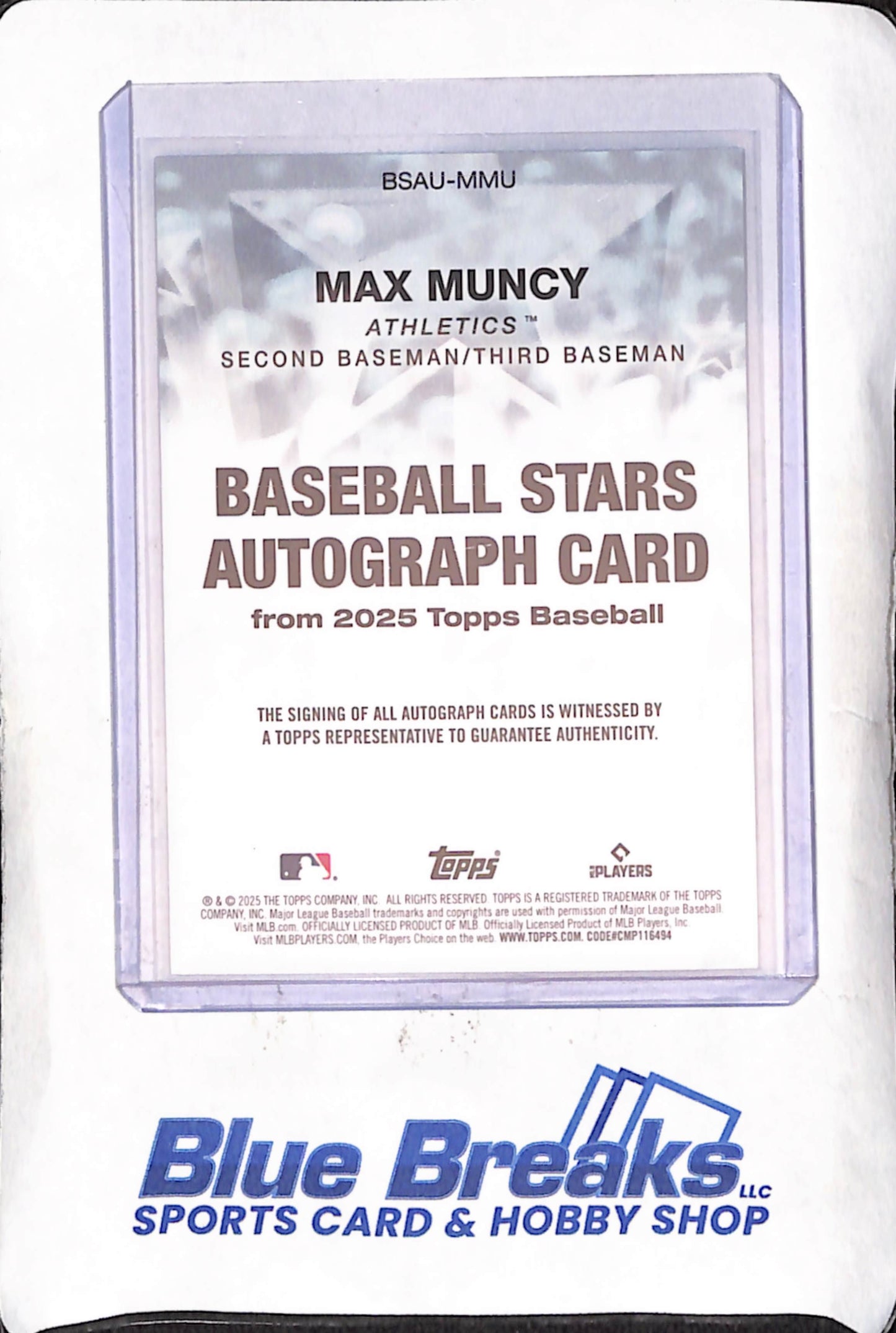 2025 Topps Update - Max Muncy - RC - Baseball Stars Autograph - Oakland Athletics - Baseball - #BSAU-MMU