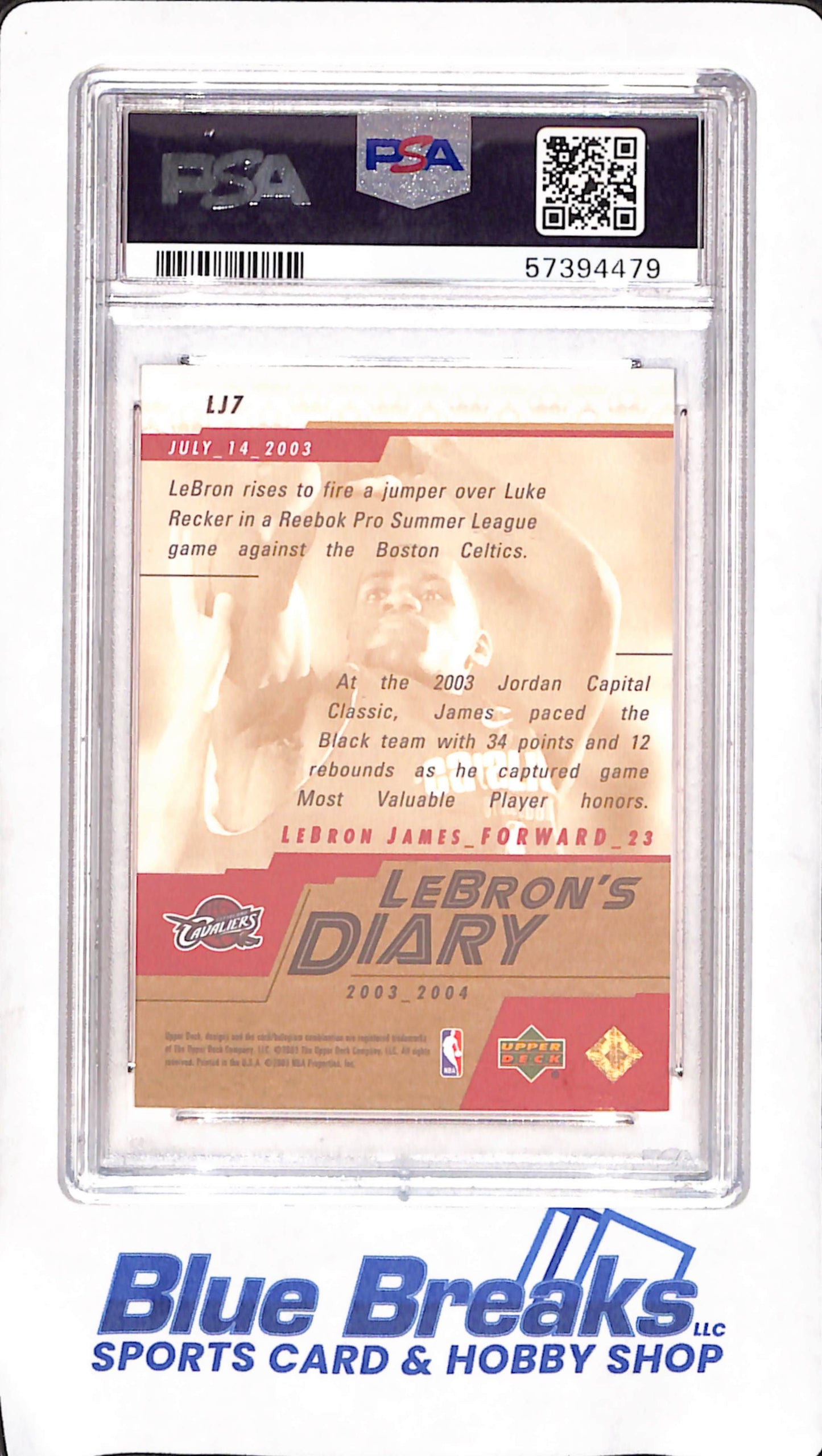 2003 Upper Deck - LeBron James - LeBron's Diary - PSA 9 - Cleveland Cavaliers - Basketball - #LJ7