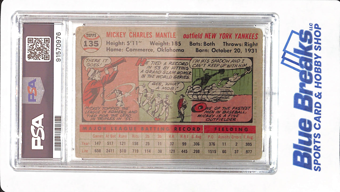 1956 Topps - Mickey Mantle - Gray Back - Baseball - New York Yankees - PSA - # 135 - 1.5