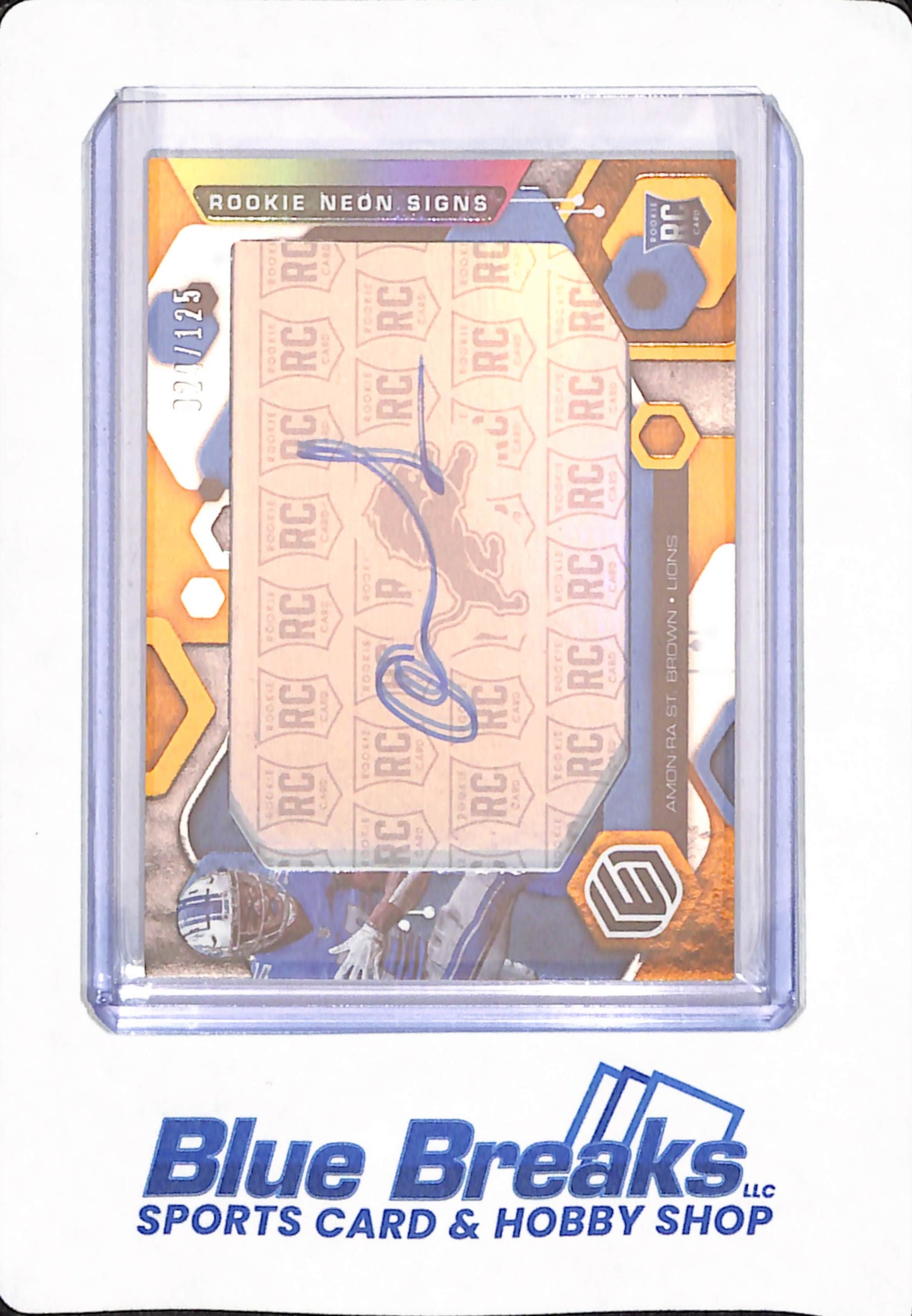 Amon Ra St. Brown - 2021 Panini Elements - RNS-ASB - Football - Rookie - Neon Signs - 24/125 - Autographed - Detroit Lions