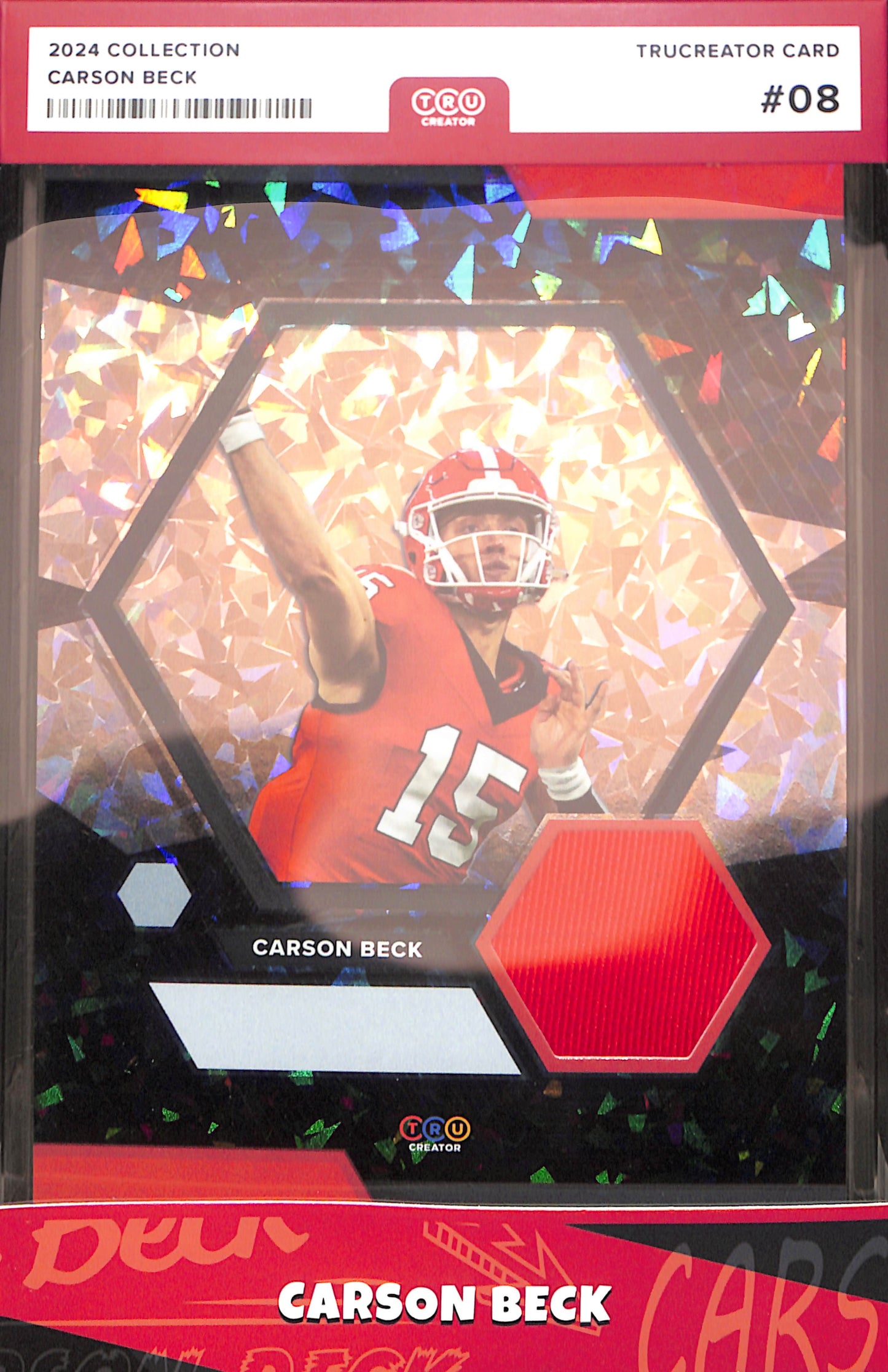Carson Beck 2024 TRU CREATOR 5X7 JUMBO RELIC JERSEY CRACKED ICE RC UGA Bulldogs