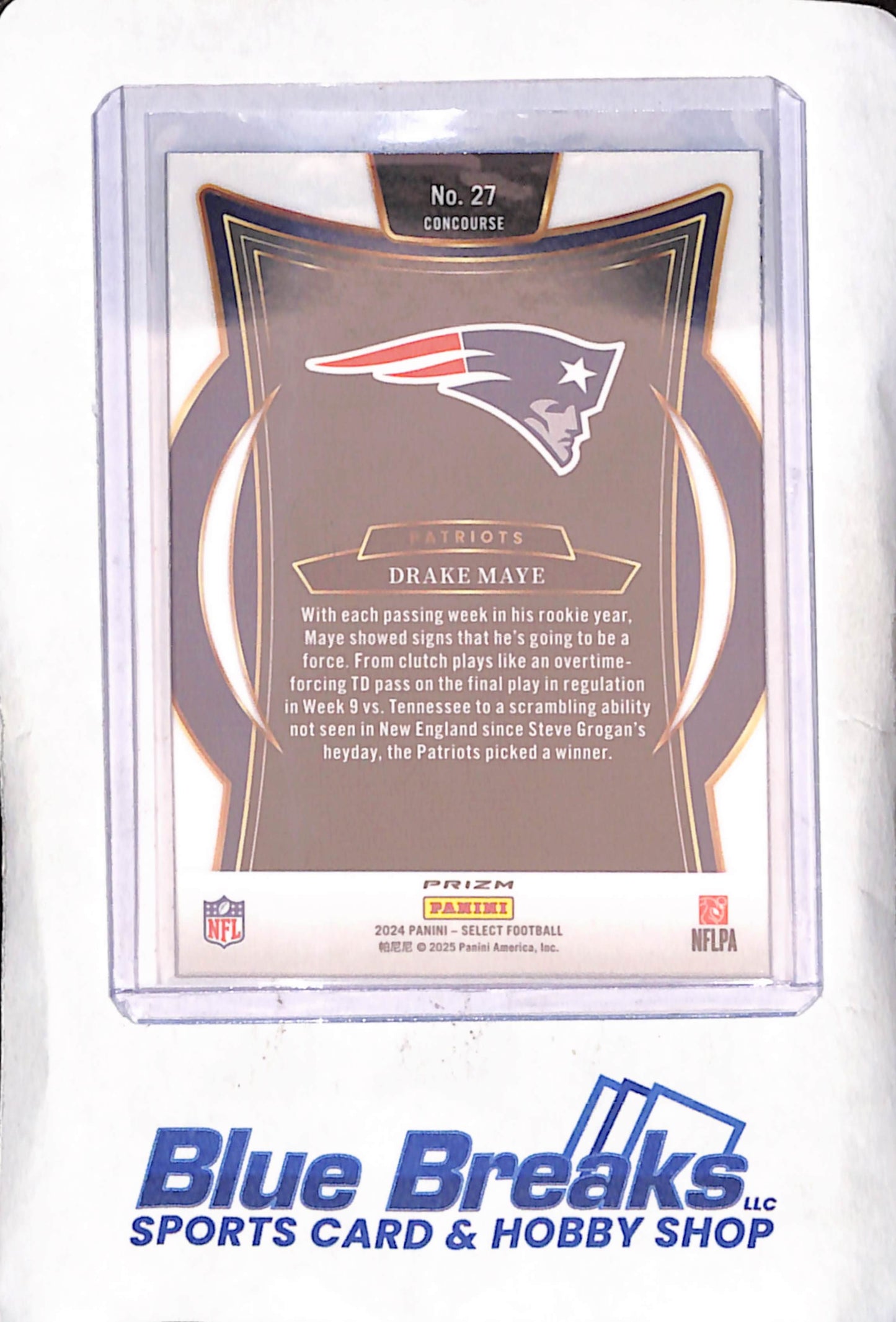 2024 Panini Select - Drake Maye - Black Green Shock - Concourse - RC - New England Patriots - Football - #27