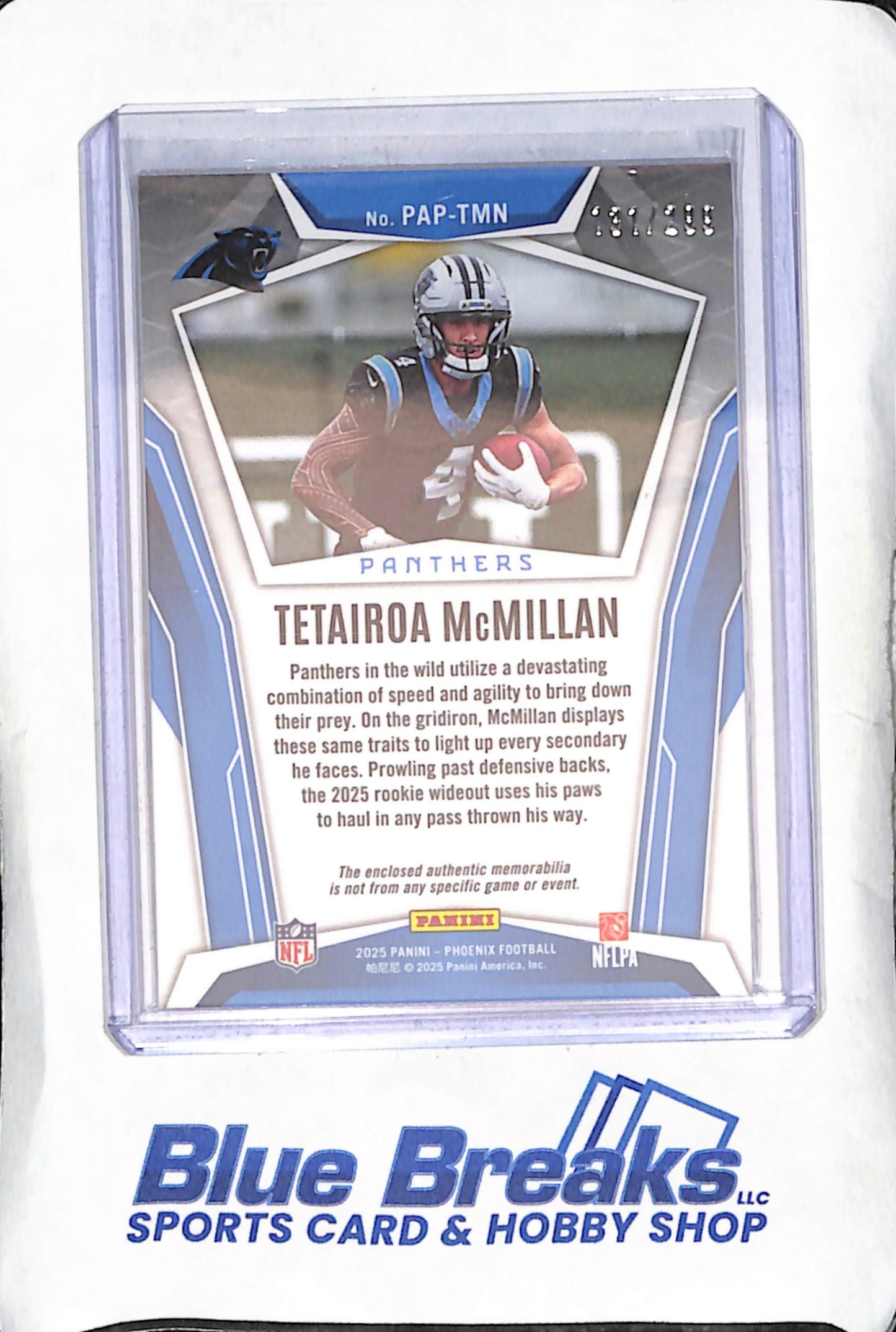 2025 Panini Phoenix - Tetairoa McMillan - Pandora Patch - RC - 131/299 - Carolina Panthers - Football - #PAP-TMN