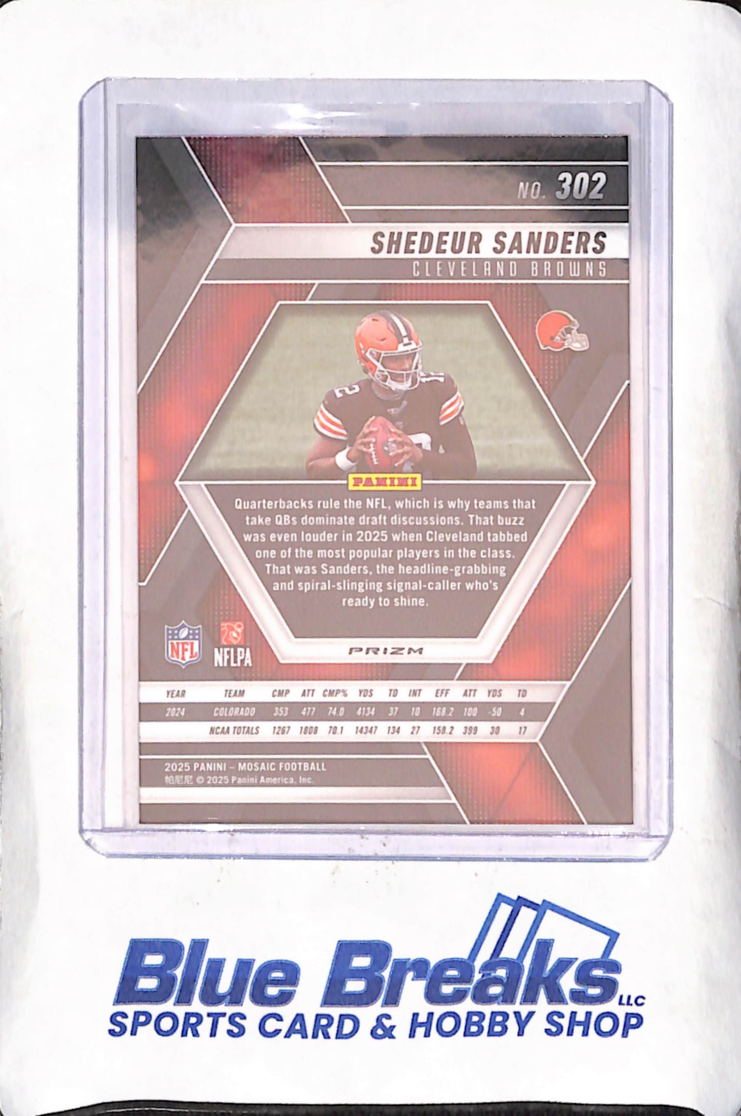 2023 Panini Mosaic - Shedeur Sanders - RC - Red & White Stripe Prizm - Cleveland Browns - Football - #302