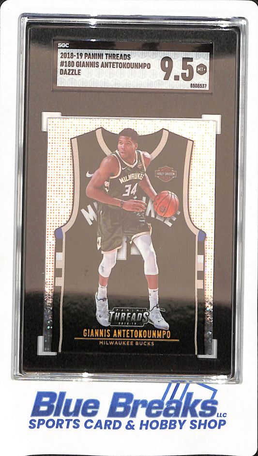 2018 Panini Threads - Giannis Antetokounmpo - Basketball - Milwaukee Bucks - # 180 - Dazzle - SGC 9.5