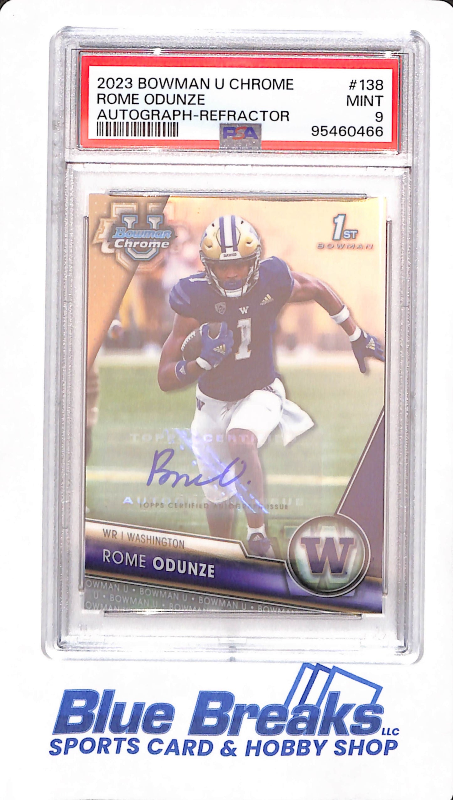 2023 Bowman U Chrome - Rome Odunze - Football - Washington - 225/499 - Autograph - Refractor - # 138 - PSA 9