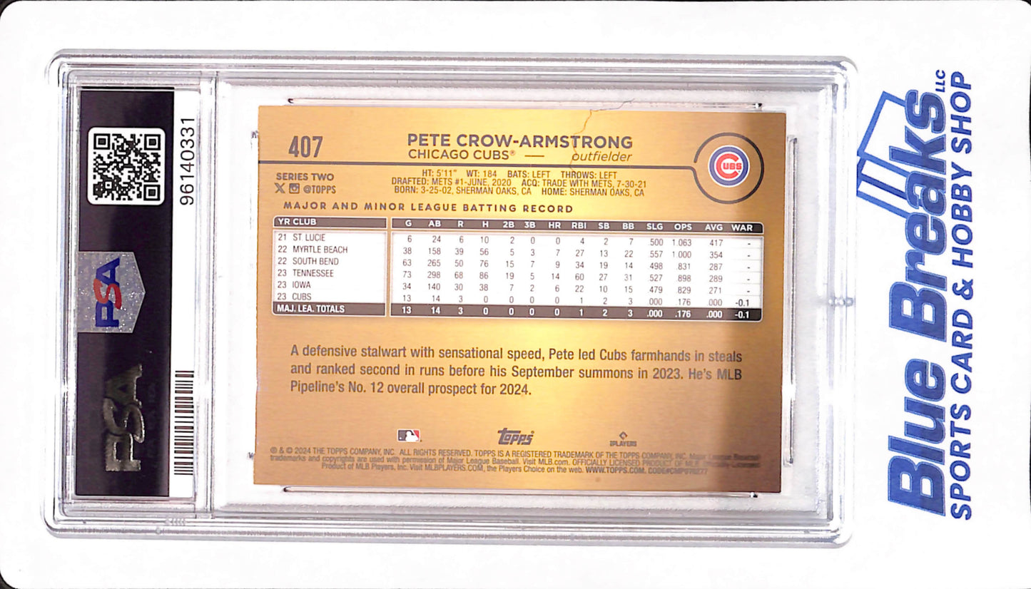 2024 Topps - Pete Crow-Armstrong - Baseball - Chicago Cubs - # 407 - Golden Mirror - PSA 9