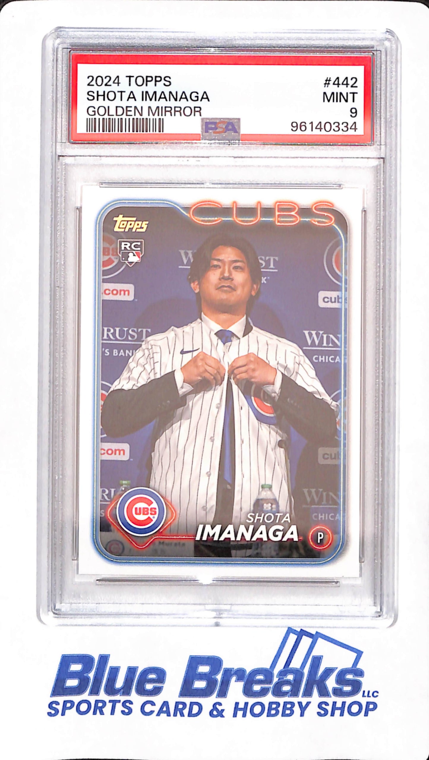 2024 Topps - Shota Imanaga - Baseball - Chicago Cubs - # 442 - Golden Mirror - PSA 9