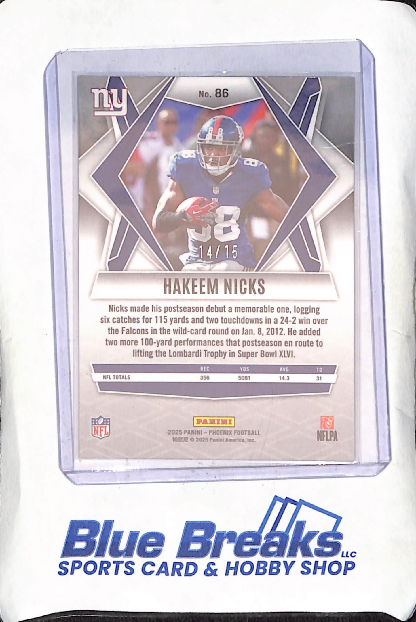 2025 Panini Phoenix - Hakeem Nicks - Bronze Seismic - 14/15 - New York Giants - Football - #86