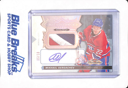 2016-17 Upper Deck Fleer Showcase - Mikhail Sergachev - Ice Hockey - Montreal Canadiens - Hot Prospects - Relic - Autographed - # 177 - 05/10