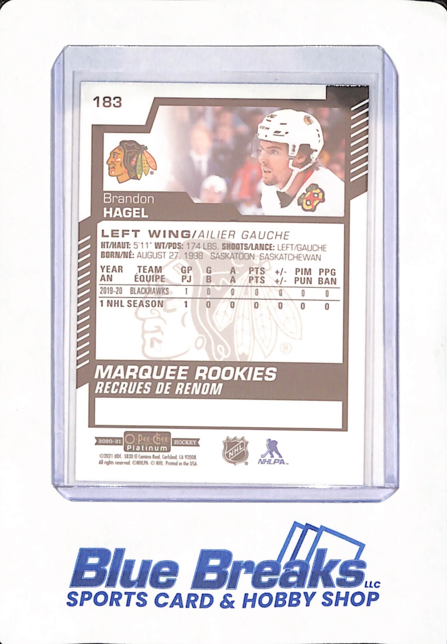 2020-21 O Pee Chee - Brandon Hagel - Marquee Rookies - Ice Hockey - Chicago Blackhawks - # 183