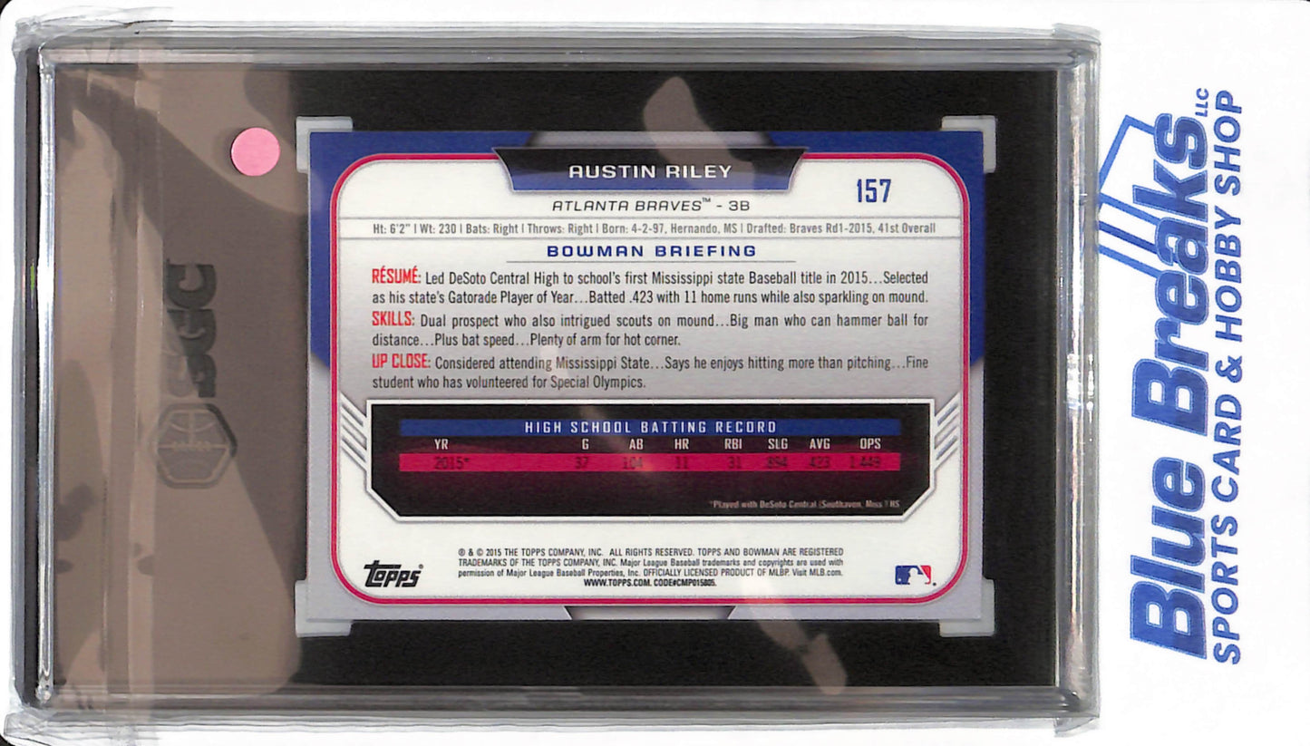 2015 Bowman Draft - Austin Riley - #157 - SGC 9.5 - Atlanta Braves - Baseball