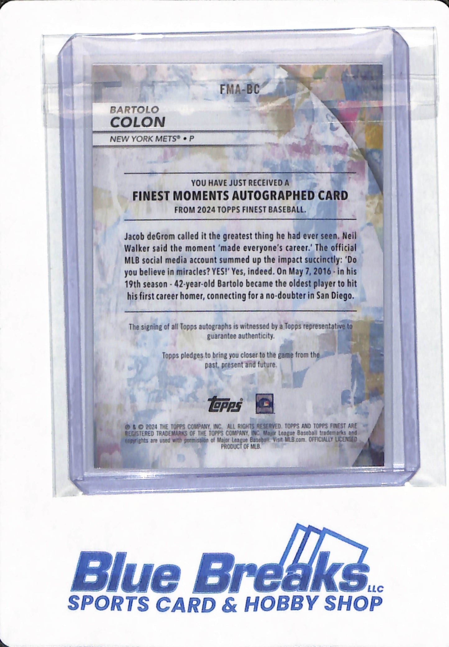 2024 Topps Finest - Bartolo Colon - # FMA-BC - New York Mets - Baseball - Autographed - Moments
