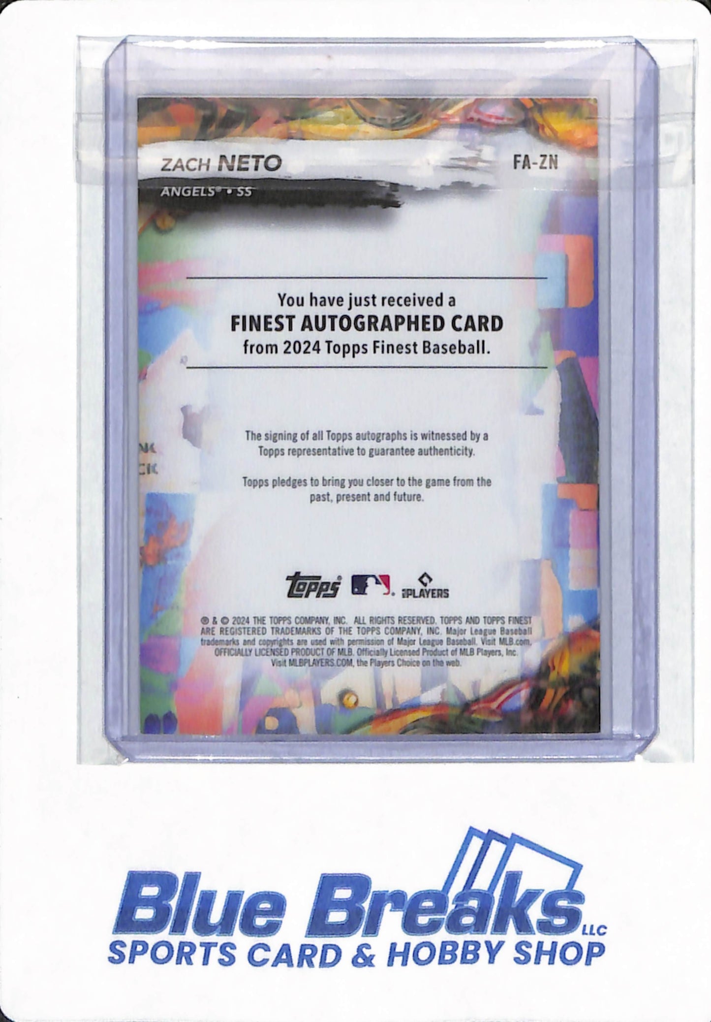 2024 Topps Finest - Zach Neto - # FA-ZN - Los Angeles Angels - Baseball - Purple - Autographed - 001/125