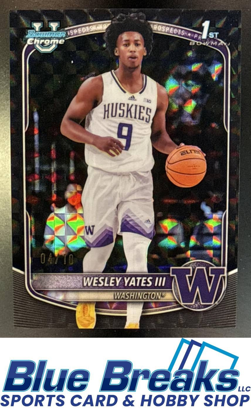 2025 Bowman Wesley Yates III #BCP-43 Chrome Black Geometric Refractor 4/10 1st Prospect Washington Huskies