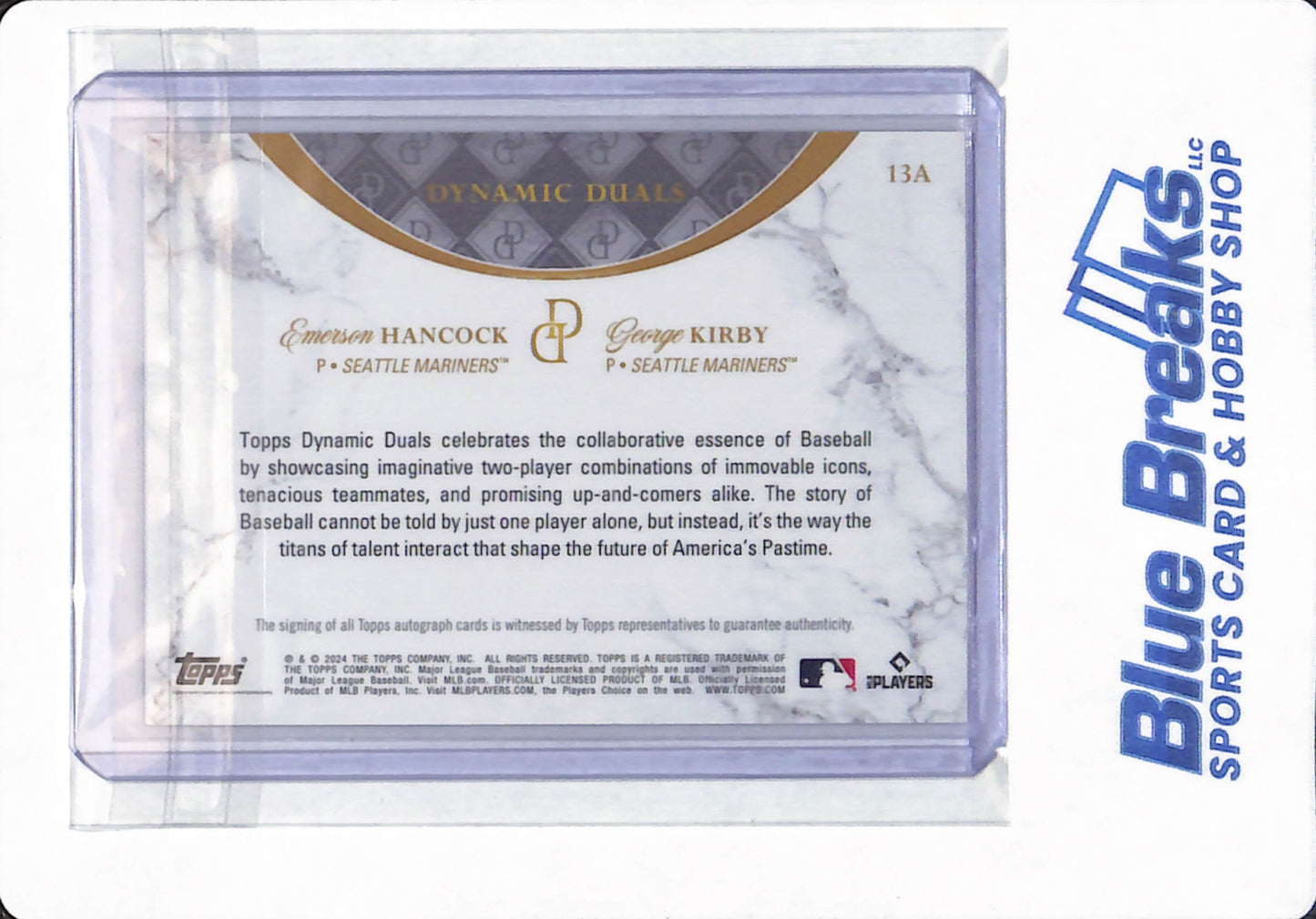 2024 Topps Dynamic Duals - Emerson Hancock / George Kirby - # 13A - Seattle Mariners - Baseball - Autographed - 43/50
