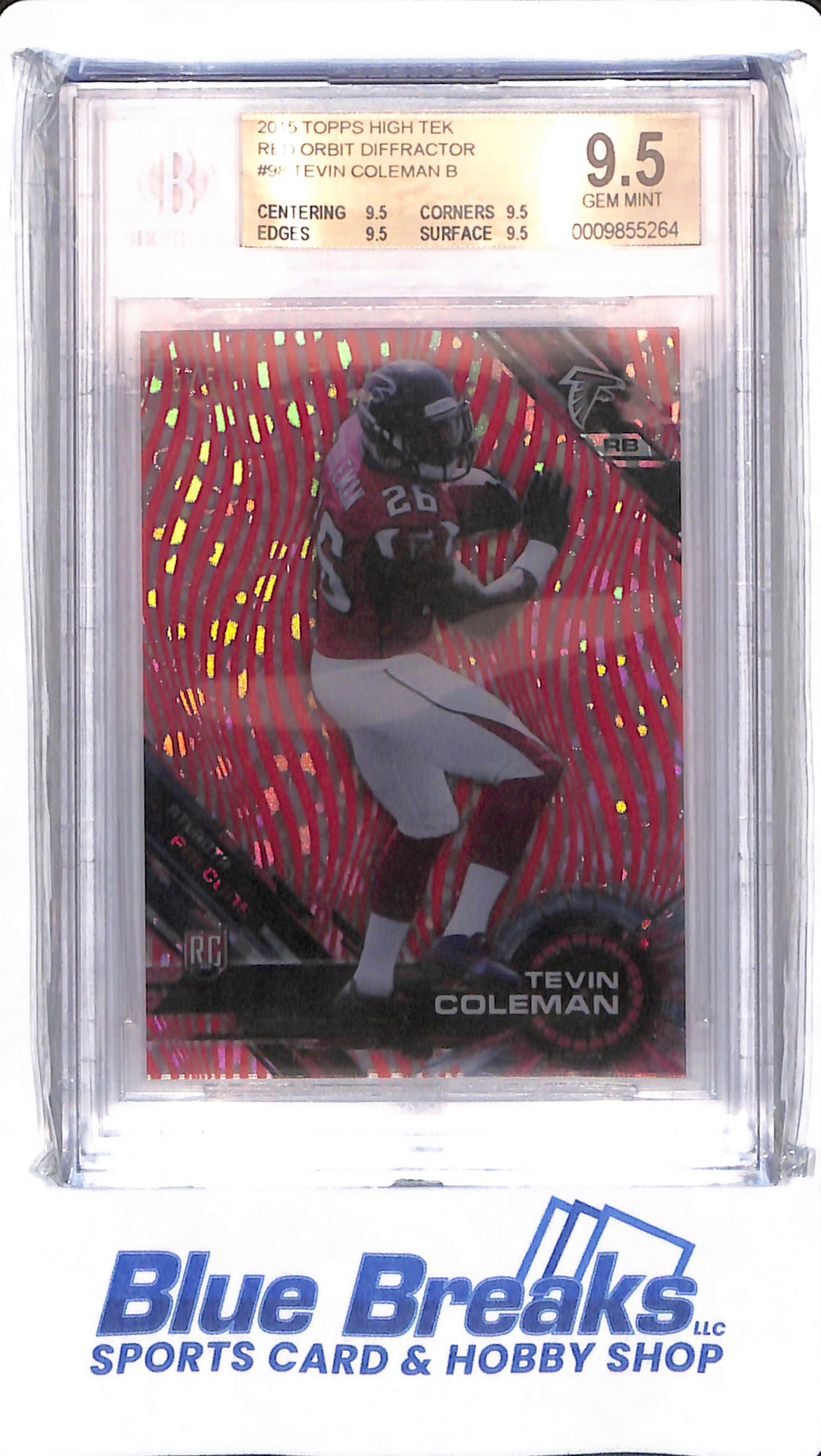 2015 Topps High Tek - Tevin Coleman - # 98 - Atlanta Falcons - Football - Beckett 9.5 - Red Orbit Diffractor