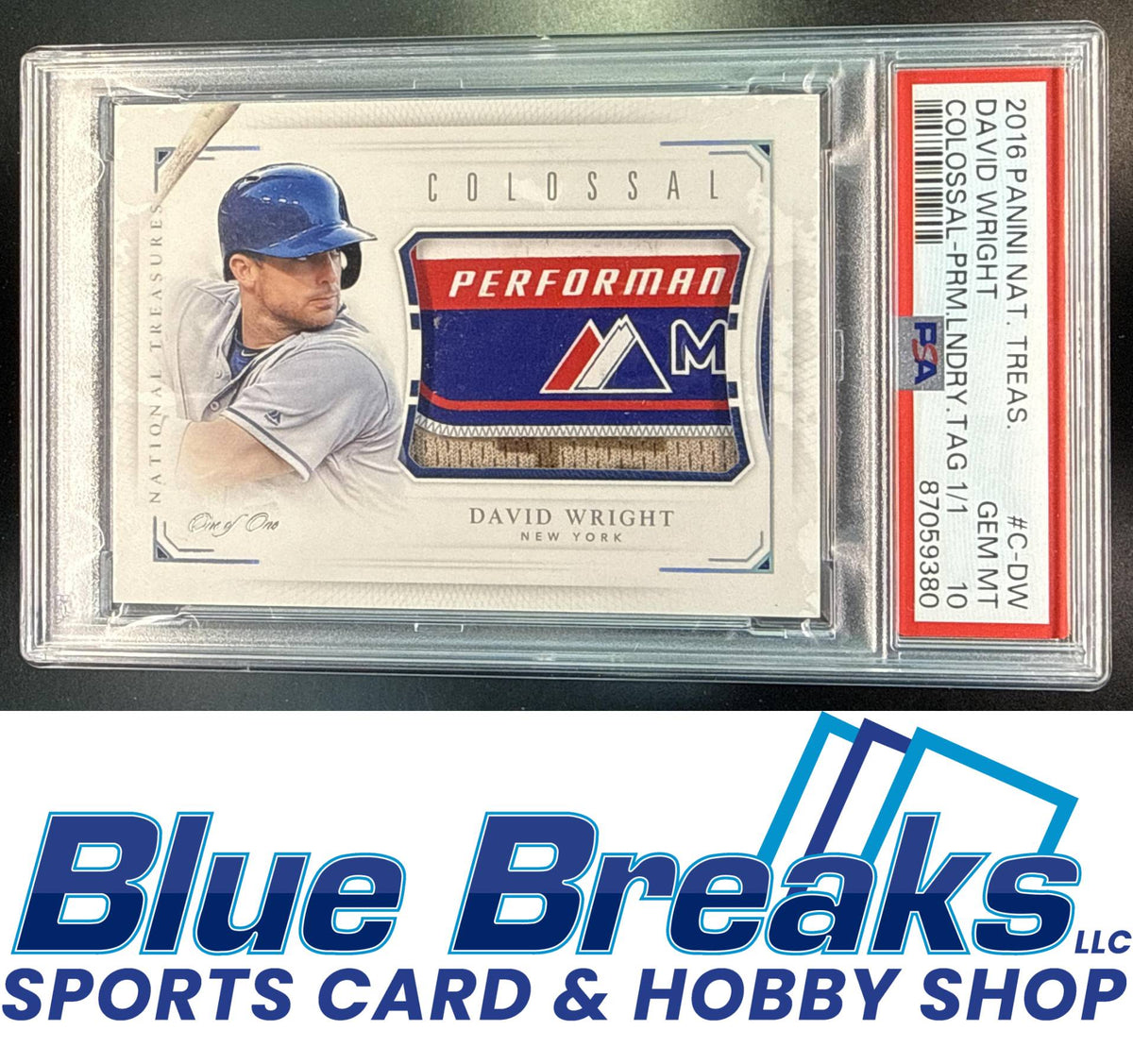 2016 Panini National Treasures David Wright #C-DW Colossal Prime Brand Logo 1/1 PSA 10 New York Mets