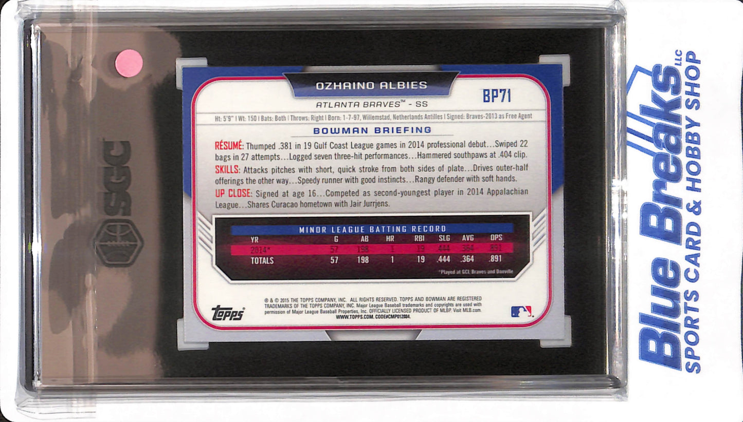 2015 Bowman Prospects - Ozhaino Albies - #BP71 - SGC 9.5 - Atlanta Braves - Baseball