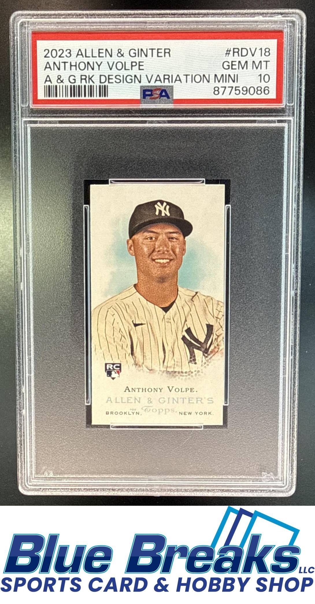 2023 Topps Allen & Ginter Anthony Volpe #RDV-18 A&G Rookie Design Variation Mini RC PSA 10 New York Yankees
