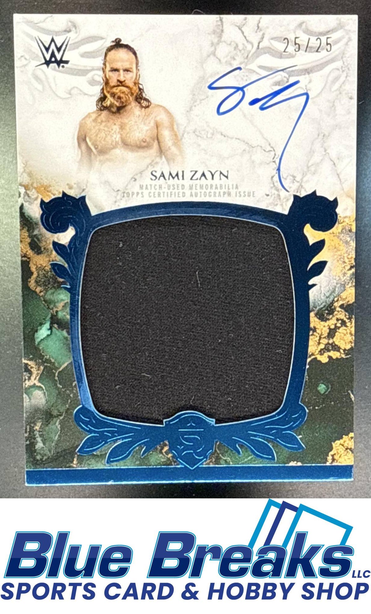2025 Topps Royalty WWE Relic Auto Blue Sami Zayn 25/25 #RYA-SZA