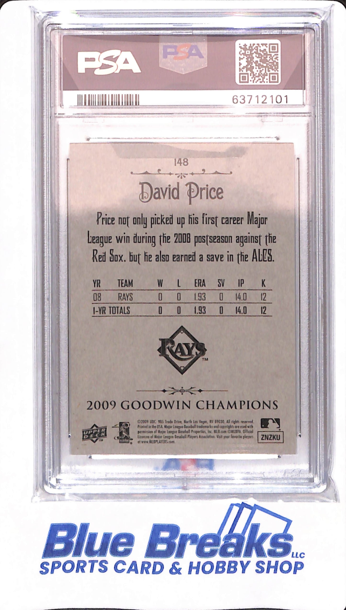 2009 Goodwin Champions - David Price - # 148 - Tampa Bay Rays - Baseball - PSA 10