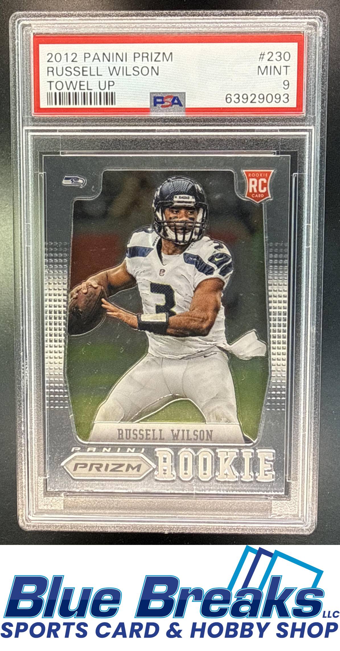 2012 Panini Prizm Towel Up Russell Wilson Rookie #230b RC PSA 9 Seattle Seahawks
