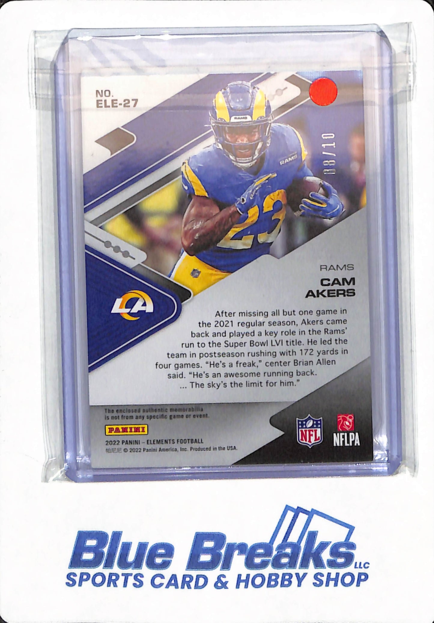 2022 Panini Elements - Cam Akers - # ELE-27 - Los Angeles Rams - Football Relic - Gold - 08/10