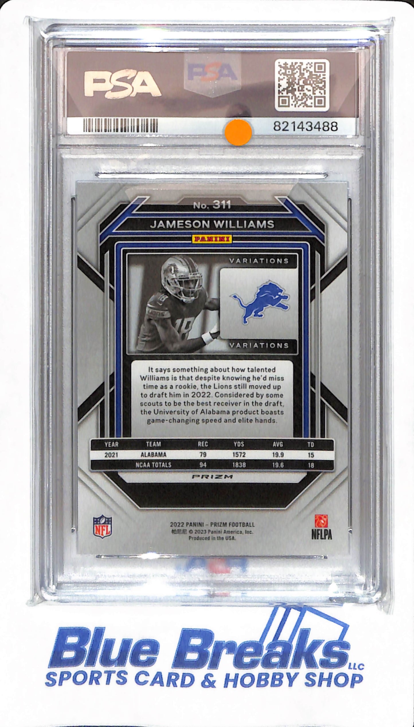 2022 Prizm - Jameson Williams - # 311 - PSA 9 - Football - Detroit Lions - Variation