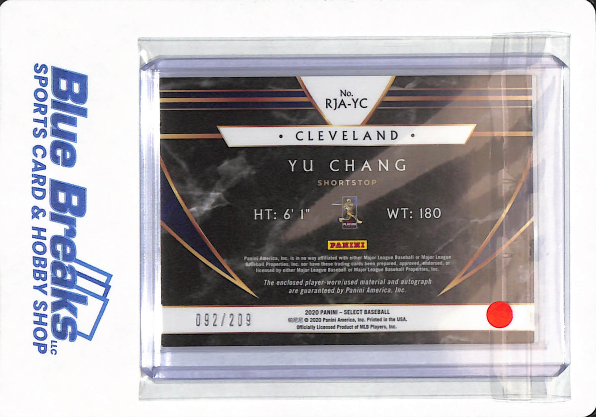 2020 Panini Select - Yu Chang - # RJA-YC - Cleveland Indians / Guardians - Baseball - Relic - Autographed - 092/209