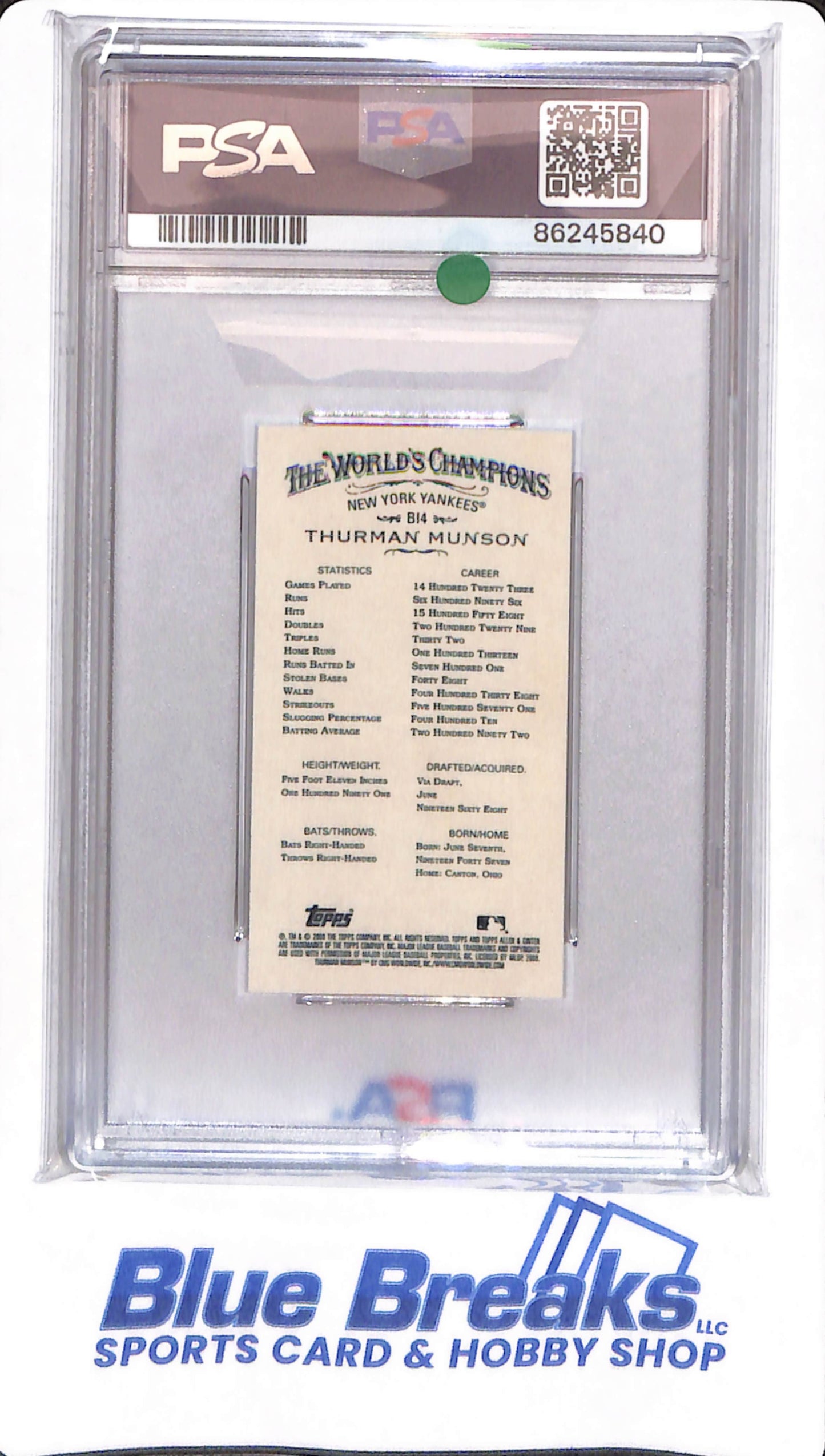 2008 - Topps Allen & Ginter - Thurman Munson - # B14 - New York Yankees - Baseball - PSA 10 - Baseball Icons Mini