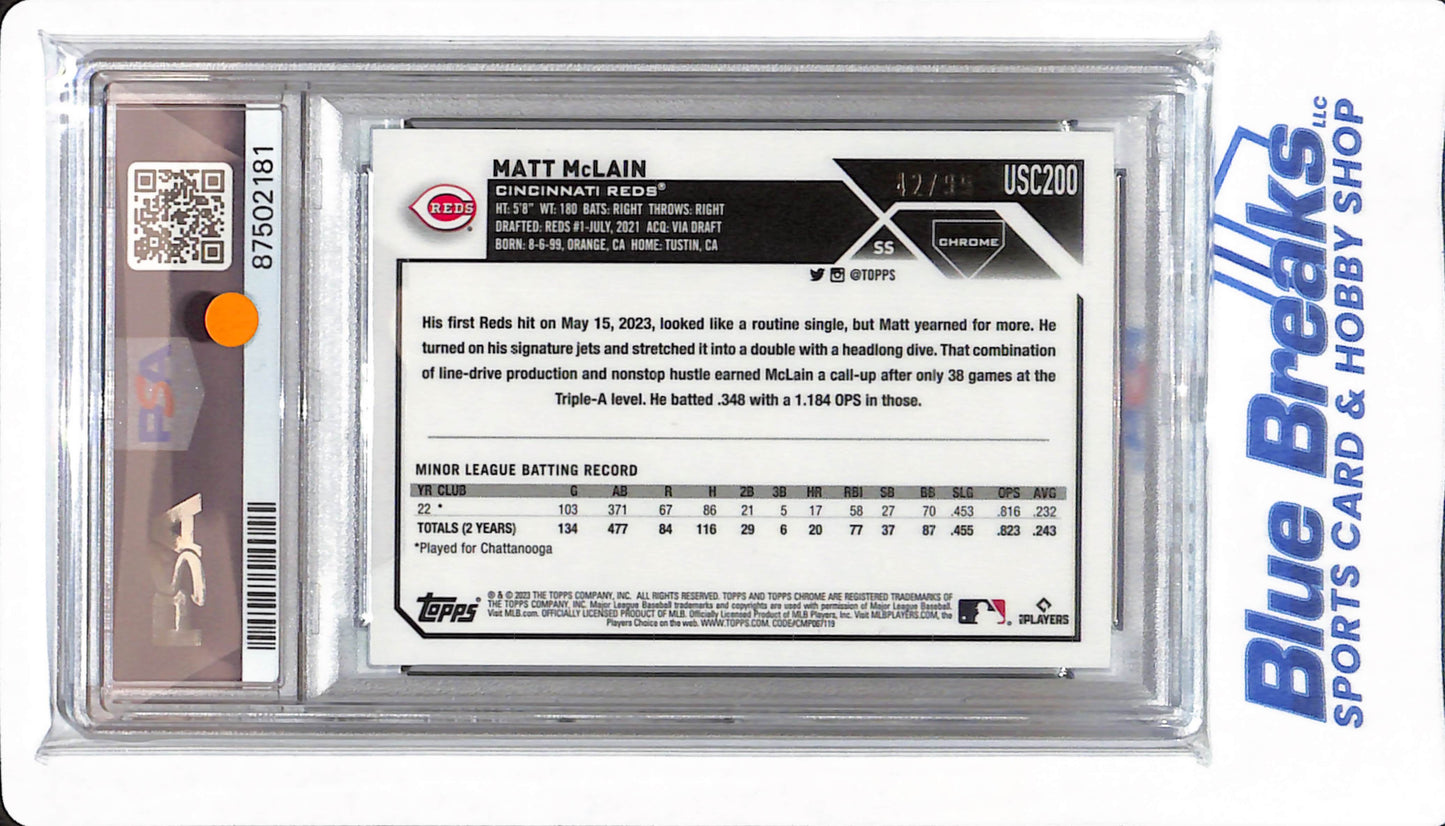 2023 Topps Chrome Update - Matt McLain - # USC200 - PSA 9 - Baseball - Cincinnati Reds - Green Wave - 42/99