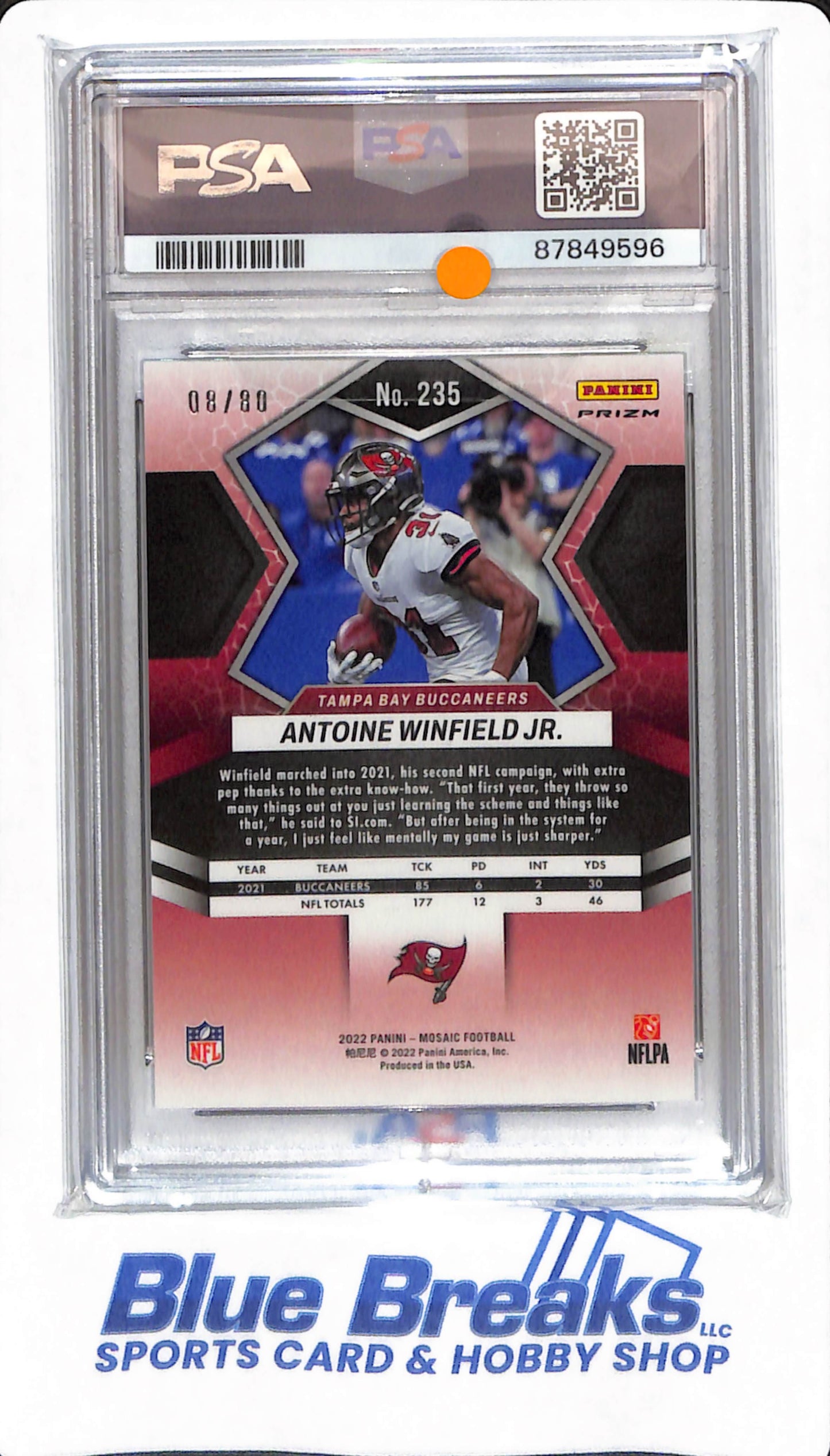 2022 Mosaic - Antoine Winfield Jr - # 235 - PSA 8 - Football - Tampa Bay Buccaneers - Red / Yellow Fusion - 08/80